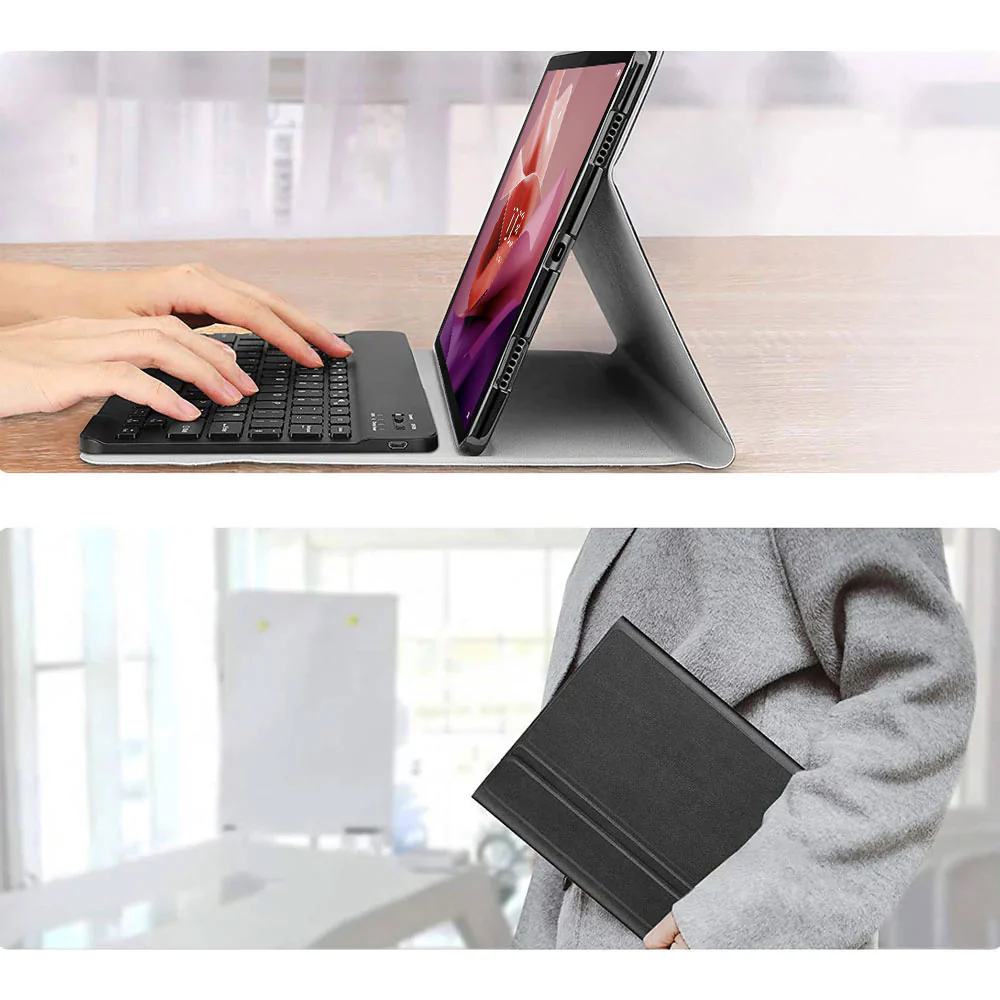 HKV-LN-P12 | Lenovo Tab P12 TB370 | Detachable Keyboard Case with PU leather Folio Cover - Image 6