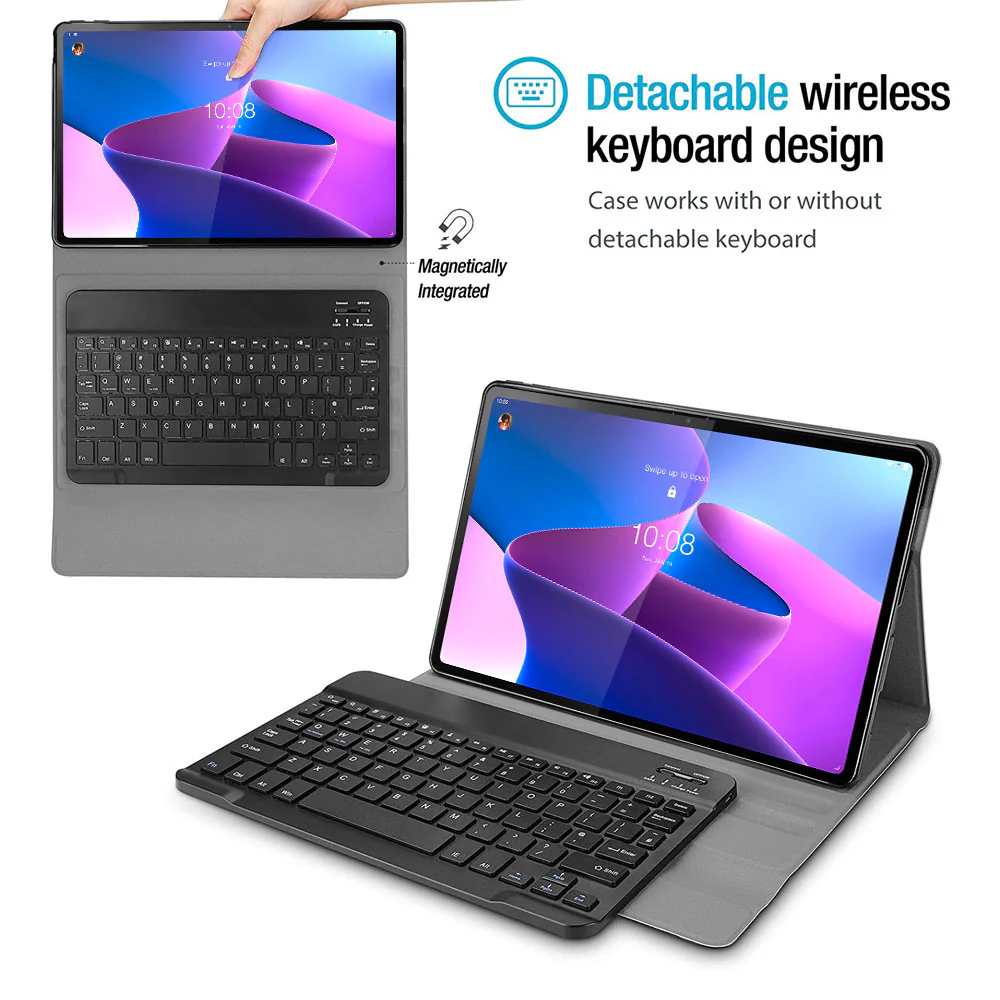 HKV-LN-P12PRO | Lenovo Tab P12 Pro TB-Q706F | Detachable Keyboard Case with PU leather Folio Cover - Image 2