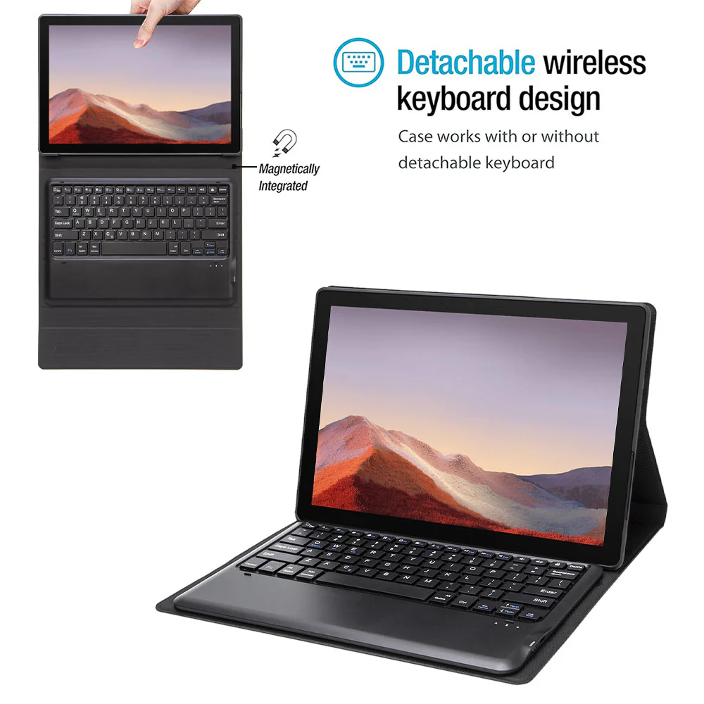 HKV-MS-SFPR7 | Microsoft Surface Pro 7 / 7 Plus / 6 / 5 / 4 | Detachable Keyboard Case with PU leather Folio Cover - Image 2