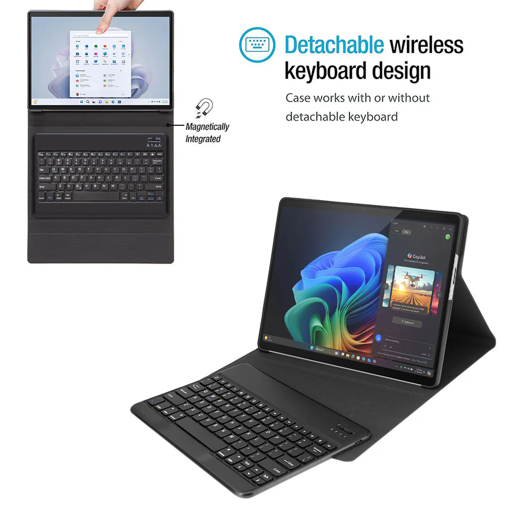 HKV-MS-SFPR8 | Microsoft Surface Pro 11 / 10 / 9 / 8 | Detachable Keyboard Case with PU leather Folio Cover - Image 2