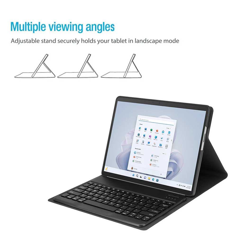HKV-MS-SFPR8 | Microsoft Surface Pro 11 / 10 / 9 / 8 | Detachable Keyboard Case with PU leather Folio Cover - Image 4