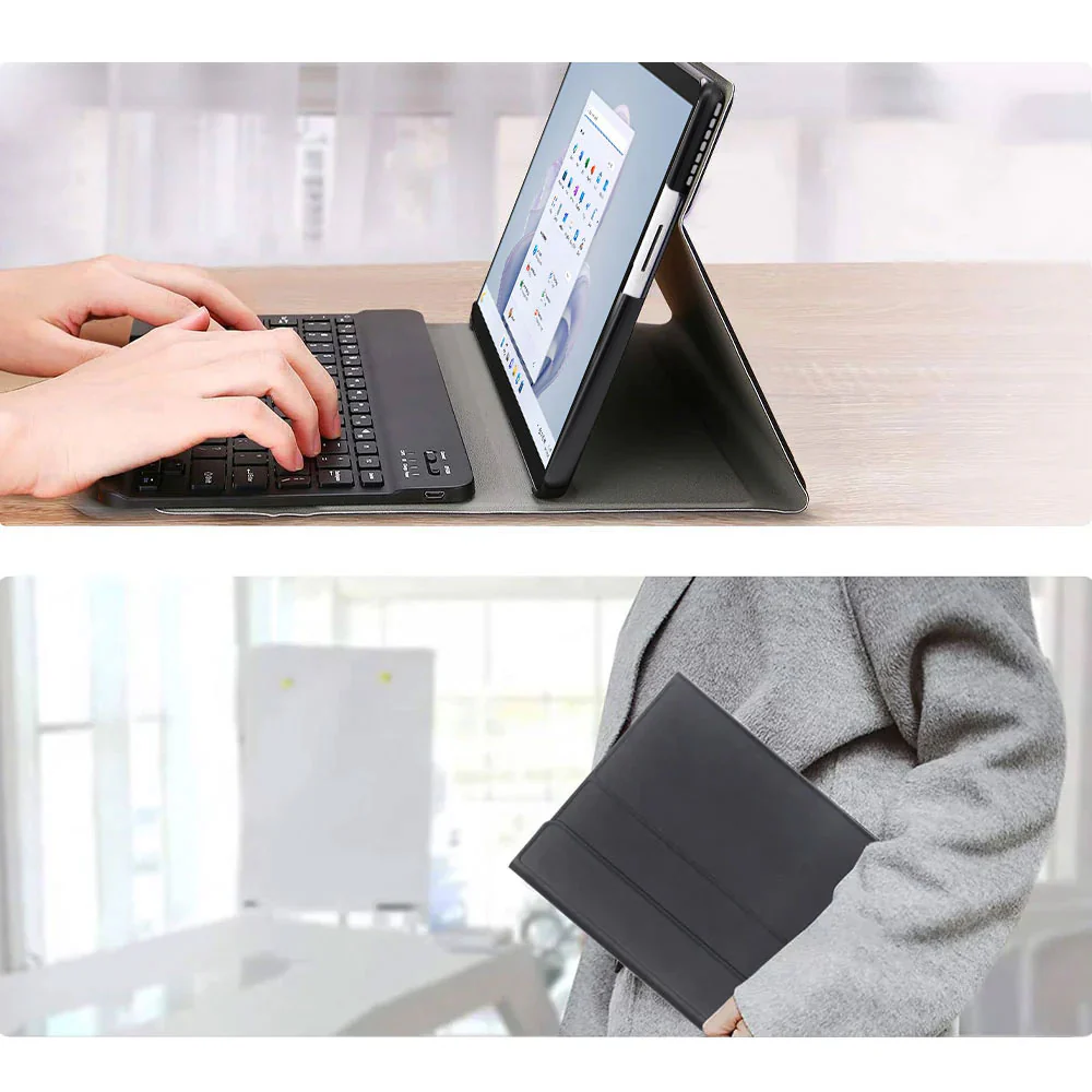 HKV-MS-SFPR8 | Microsoft Surface Pro 11 / 10 / 9 / 8 | Detachable Keyboard Case with PU leather Folio Cover - Image 5