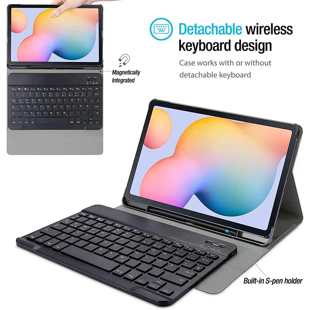 HKV-SS-P610 | Samsung Galaxy Tab S6 Lite SM-P620 P625 (2024) / SM-P613 P619 (2022) / SM-P610 P615 (2020) | Detachable Keyboard Case with PU leather Folio Cover - Image 2