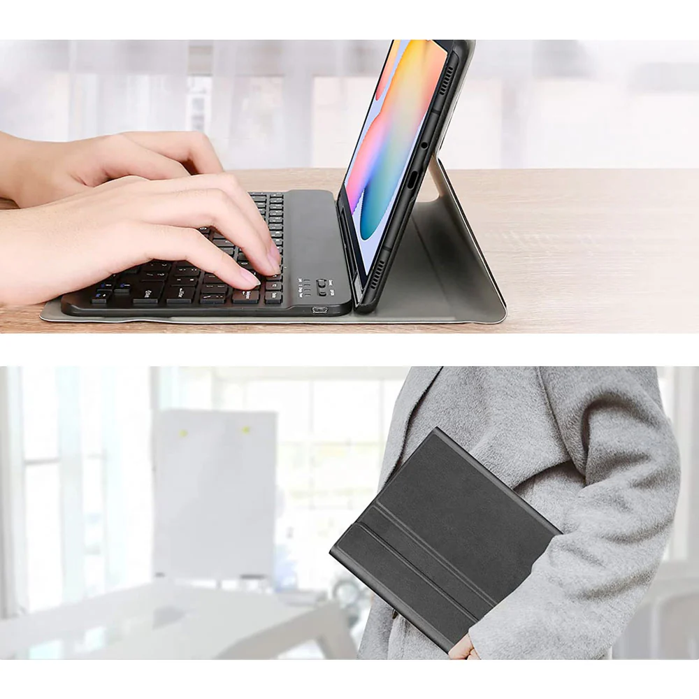 HKV-SS-P610 | Samsung Galaxy Tab S6 Lite SM-P620 P625 (2024) / SM-P613 P619 (2022) / SM-P610 P615 (2020) | Detachable Keyboard Case with PU leather Folio Cover - Image 5