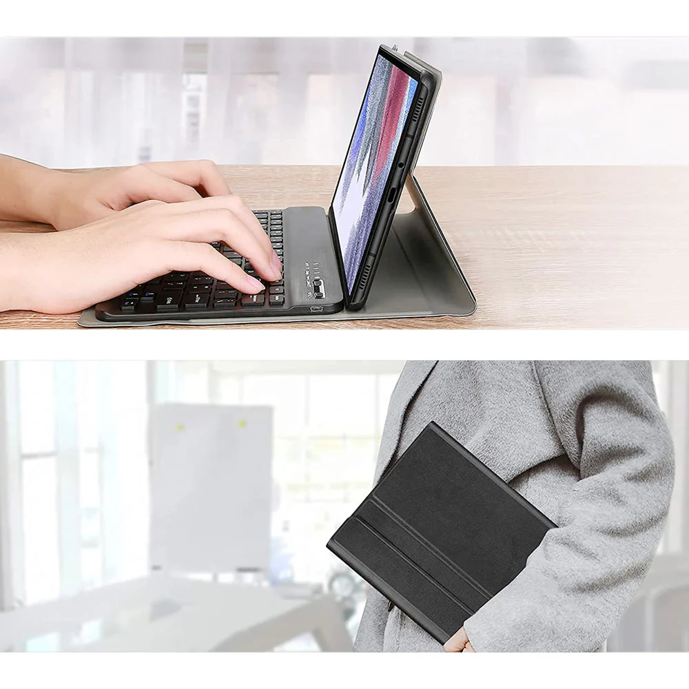 HKV-SS-T225 | Samsung Galaxy Tab A7 Lite SM-T225 / SM-T220 / SM-T225N / SM-T227U | Detachable Keyboard Case with PU leather Folio Cover - Image 5