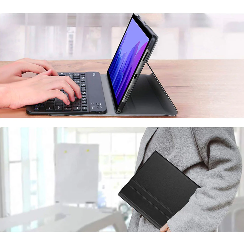 HKV-SS-T500 | Samsung Galaxy Tab A7 10.4 SM-T500 T505 T507 (2020) / A7 10.4 SM-T509 (2022) | Detachable Keyboard Case with PU leather Folio Cover - Image 5