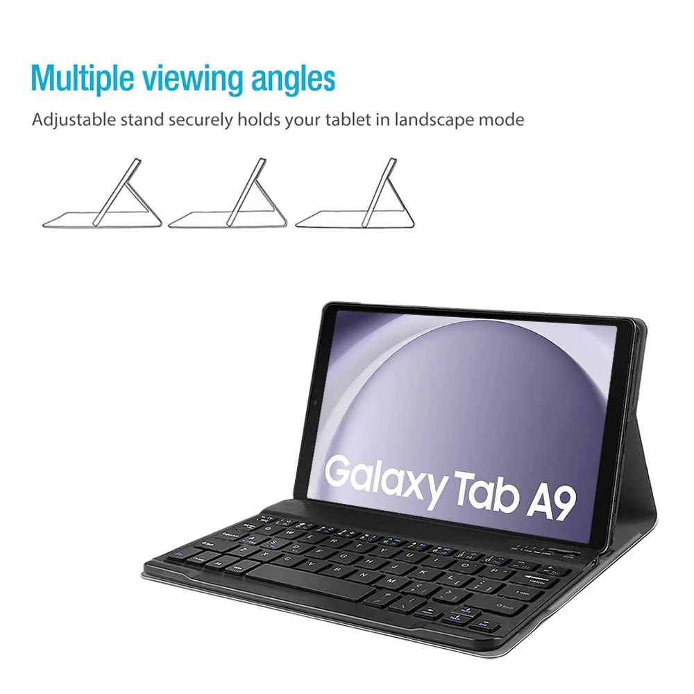 HKV-SS-X110 | Samsung Galaxy Tab A9 ( 8.7" ) SM-X110 / SM-X115 | Detachable Keyboard Case with PU leather Folio Cover - Image 3