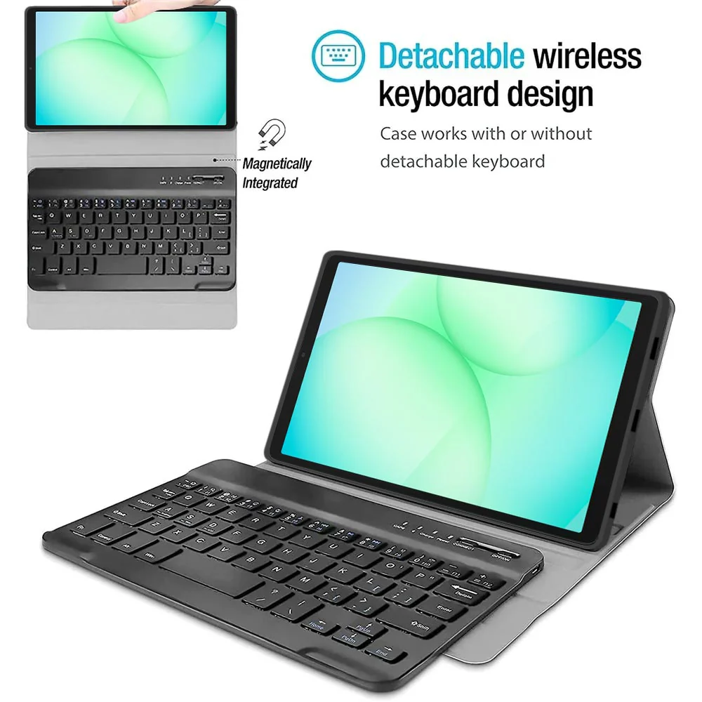 HKV-SS-X135 | Samsung Galaxy Tab A11 ( 8.7" ) SM-X133 / SM-X135 | Detachable Keyboard Case with PU leather Folio Cover - Image 2