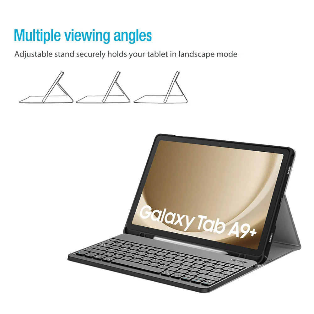 HKV-SS-X210 | Samsung Galaxy Tab A9+ A9 Plus ( 11" ) SM-X210 / SM-X215 / SM-X216 | Detachable Keyboard Case with PU leather Folio Cover - Image 3