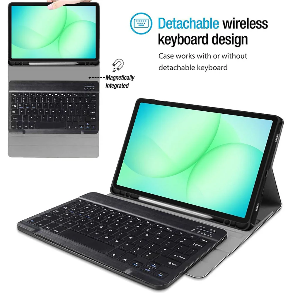 HKV-SS-X230 | Samsung Galaxy Tab A11+ A11 Plus ( 11" ) SM-X230 / SM-X235 / SM-X236 / SM-X238 | Detachable Keyboard Case with PU leather Folio Cover - Image 2