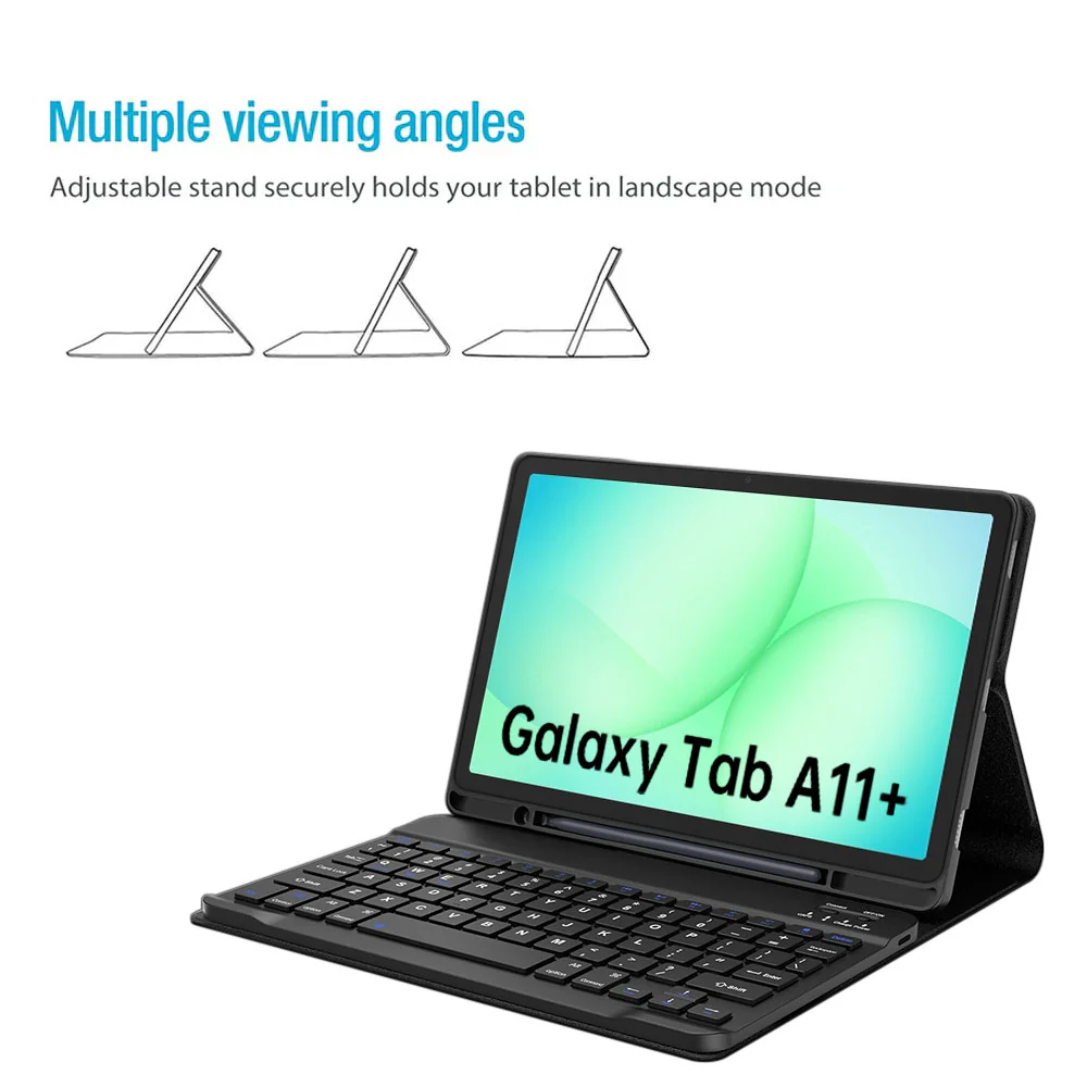 HKV-SS-X230 | Samsung Galaxy Tab A11+ A11 Plus ( 11" ) SM-X230 / SM-X235 / SM-X236 / SM-X238 | Detachable Keyboard Case with PU leather Folio Cover - Image 3