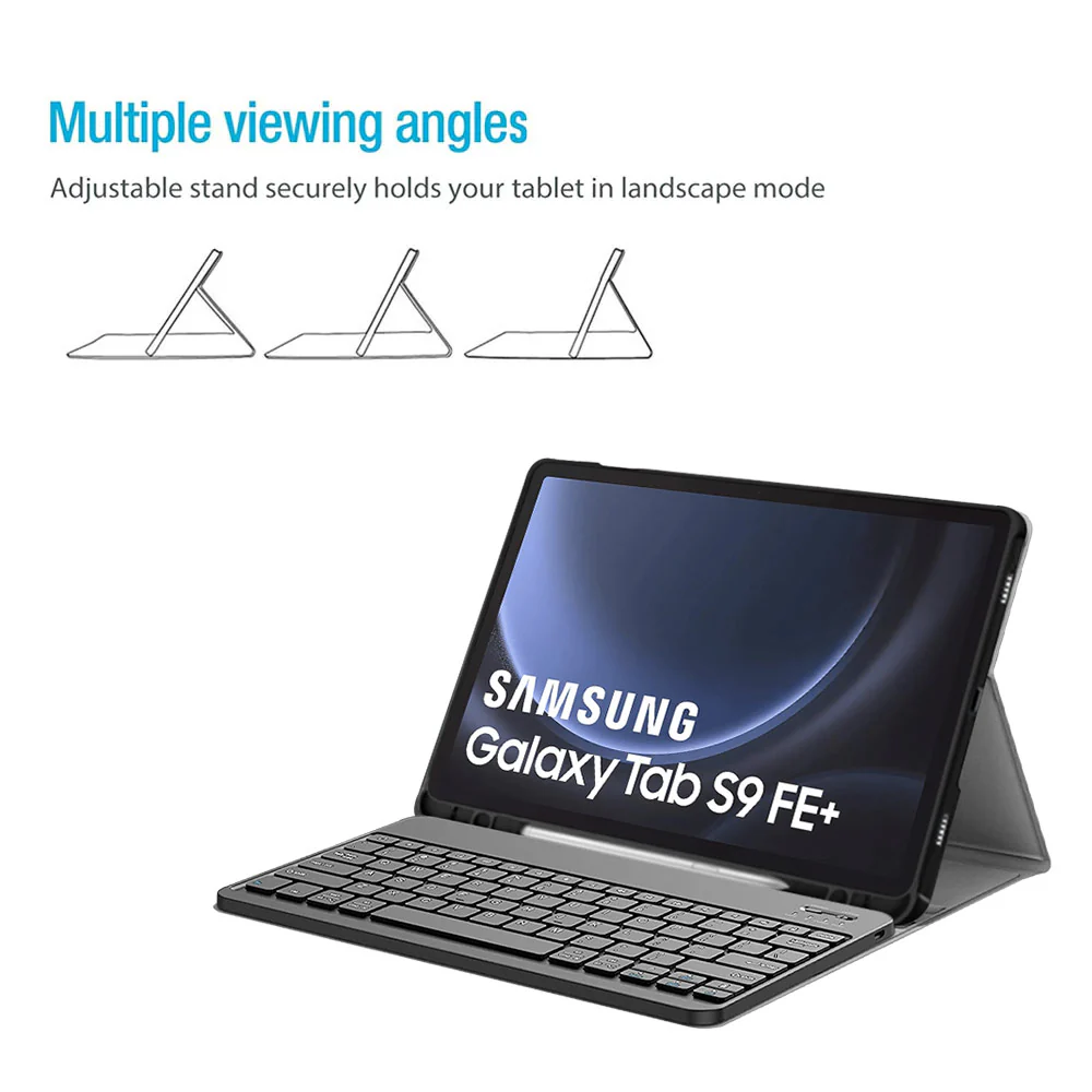 HKV-SS-X610 | Samsung Galaxy Tab S9 FE+ S9 FE Plus SM-X610 X616 X618 | Detachable Keyboard Case with PU leather Folio Cover - Image 3