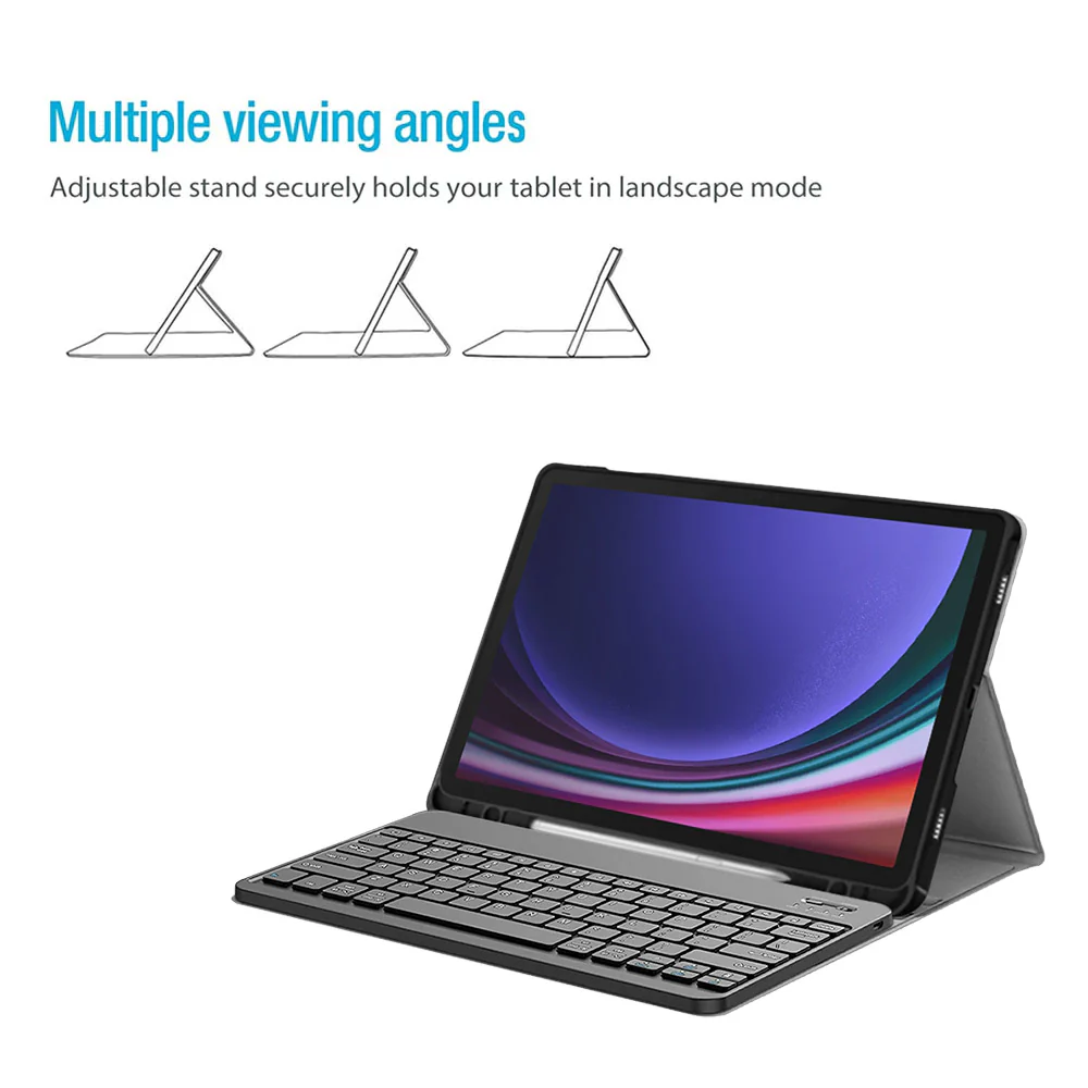 HKV-SS-X810 | Samsung Galaxy Tab S10+ S10 Plus SM-X820 / X826B | Detachable Keyboard Case with PU leather Folio Cover - Image 3