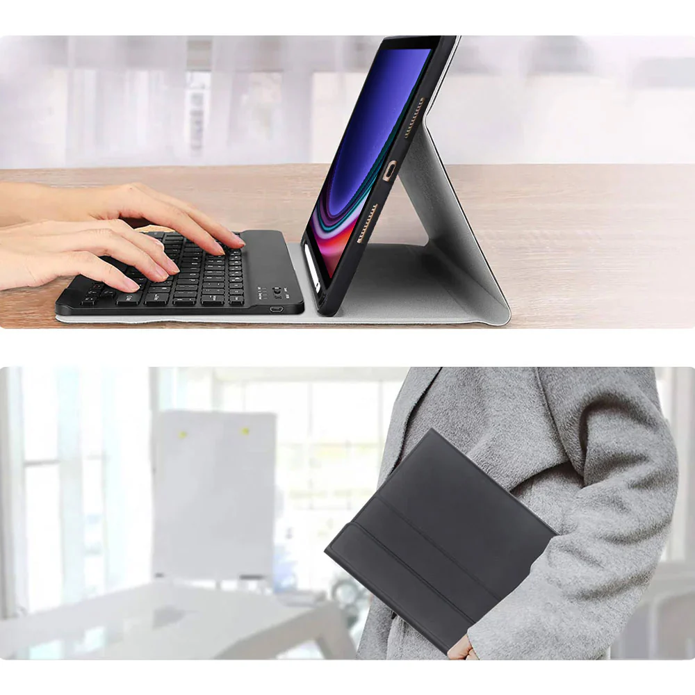HKV-SS-X810 | Samsung Galaxy Tab S10+ S10 Plus SM-X820 / X826B | Detachable Keyboard Case with PU leather Folio Cover - Image 5