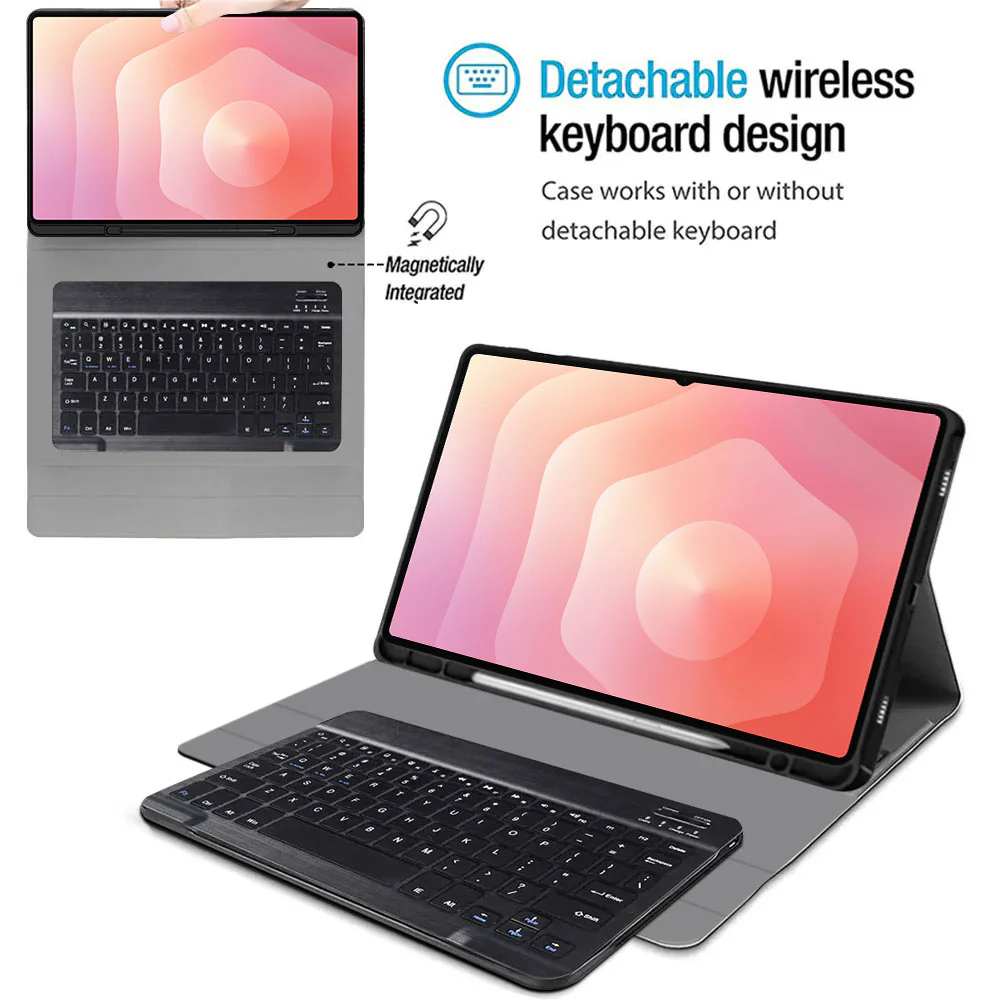 HKV-SS-X930 | Samsung Galaxy Tab S11 Ultra SM-X930 / X936 | Detachable Keyboard Case with PU leather Folio Cover - Image 2