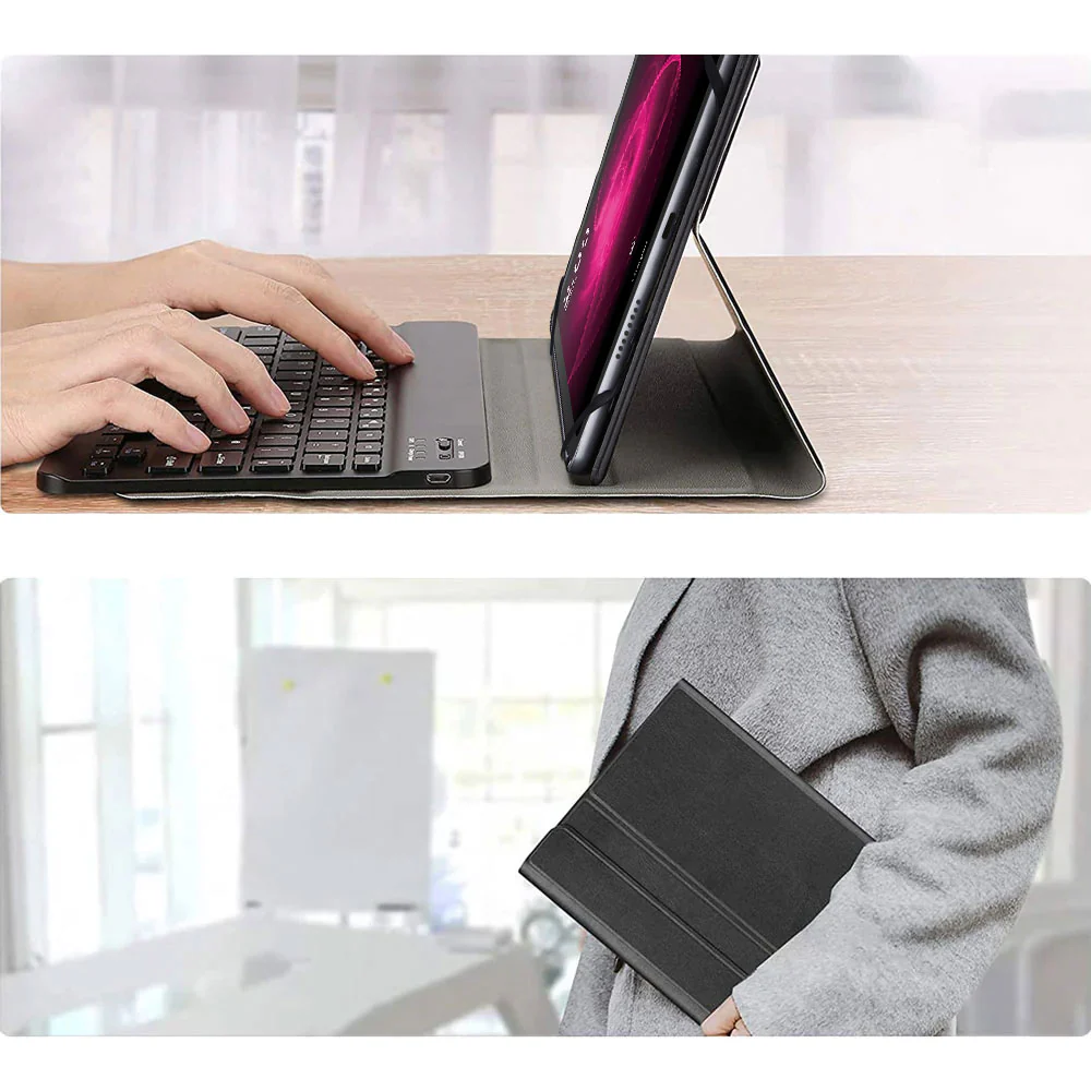 HKV-TCL-10MAX | T-Mobile REVVL Tab 5G | Detachable Keyboard Case with PU leather Folio Cover - Image 6