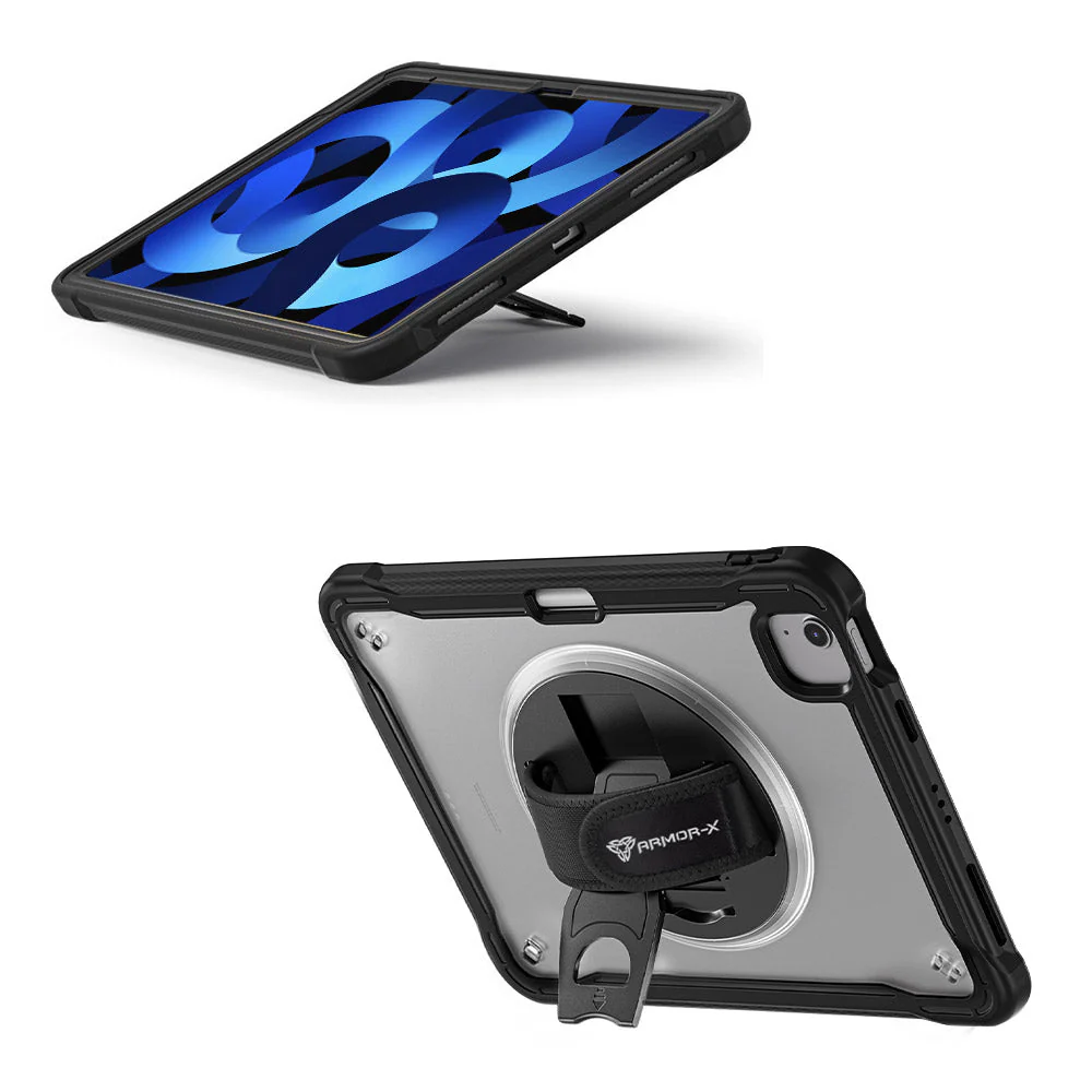 HLN-iPad-A6 | iPad Air 13 (M2) / (M3) / (M4) | 2 Layers Protective Rugged Case with Hand Strap and Kick-stand - Image 9