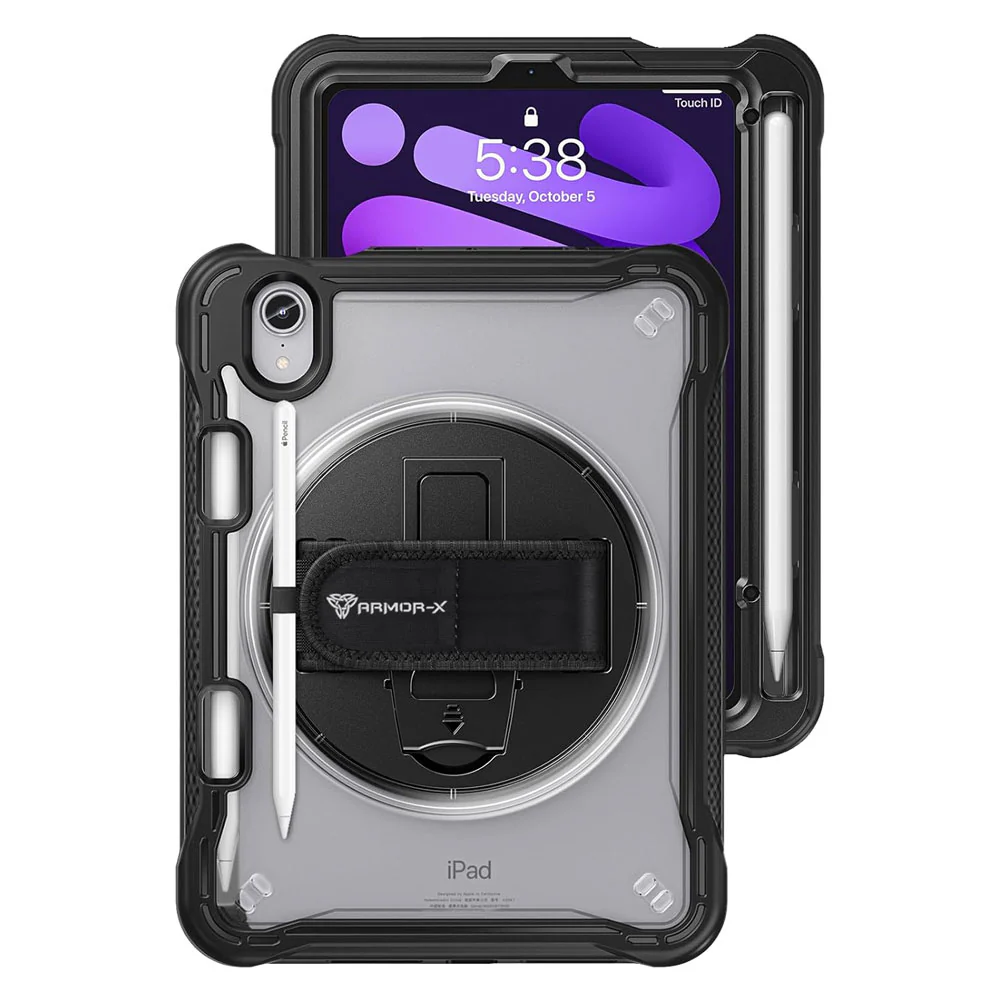 HLN-iPad-M6 | iPad mini 6 | 2 Layers Protective Rugged Case with Hand Strap and Kick-stand - Image 11