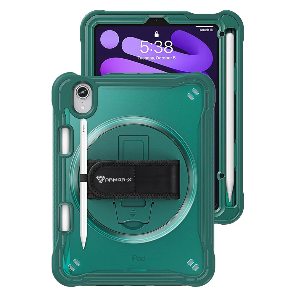 HLN-iPad-M6 | iPad mini 6 | 2 Layers Protective Rugged Case with Hand Strap and Kick-stand - Image 12