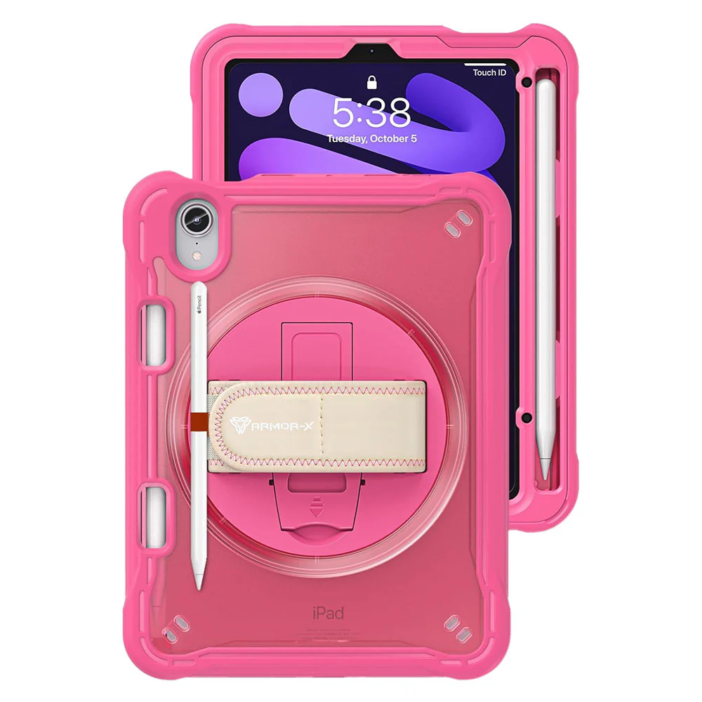 HLN-iPad-M6 | iPad mini 6 | 2 Layers Protective Rugged Case with Hand Strap and Kick-stand - Image 14