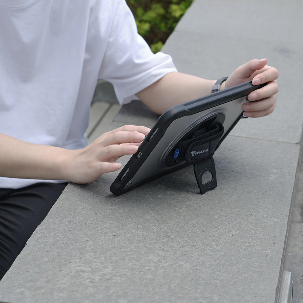 HLN-iPad-A6 | iPad Air 13 (M2) / (M3) / (M4) | 2 Layers Protective Rugged Case with Hand Strap and Kick-stand - Image 2