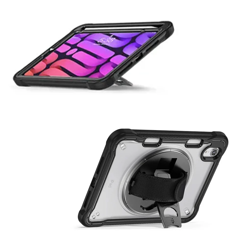 HLN-iPad-M6 | iPad mini 6 | 2 Layers Protective Rugged Case with Hand Strap and Kick-stand - Image 9