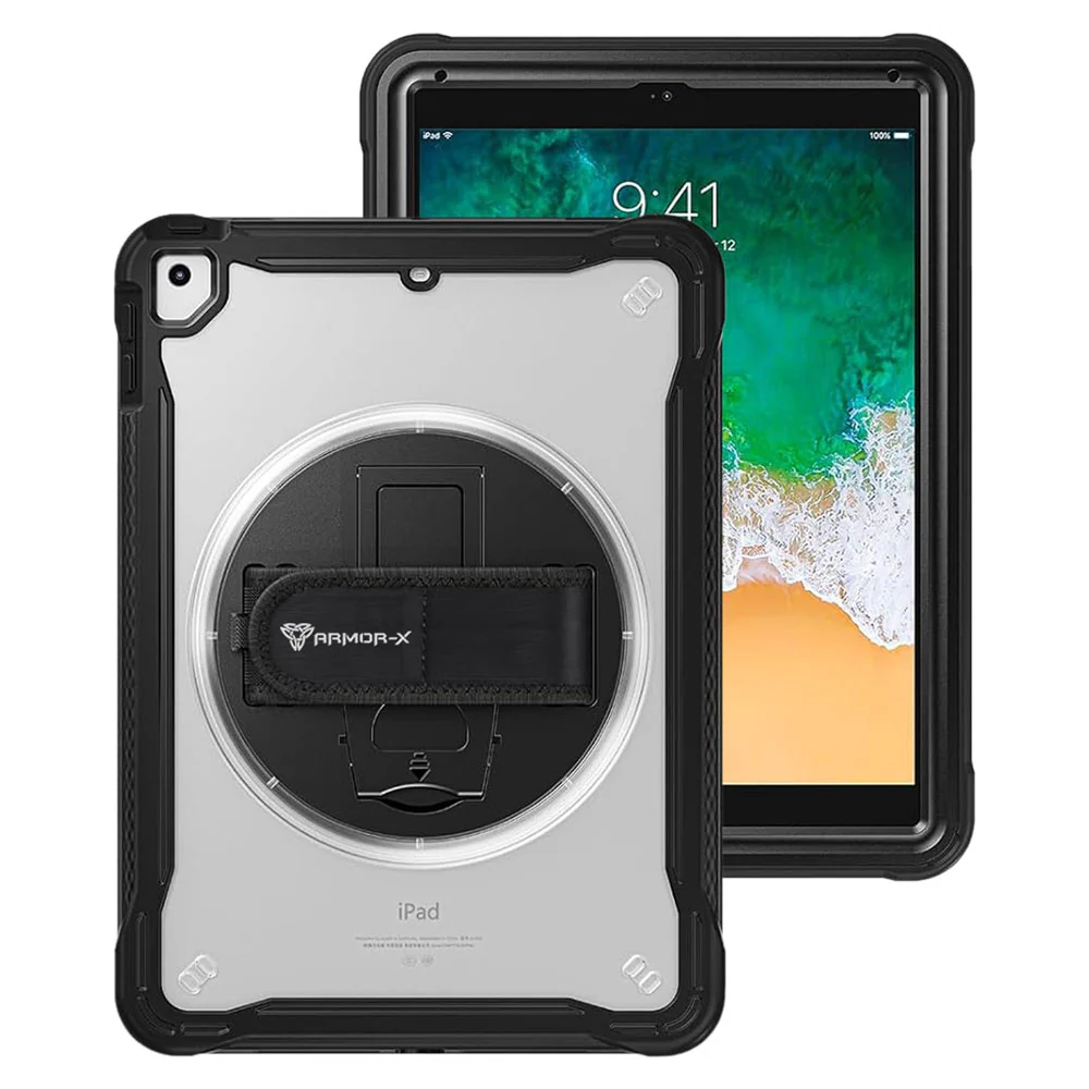 HLN-iPad-N2 | iPad 9.7 ( 5th / 6th Gen. ) 2017 / 2018 | 2 Layers Protective Rugged Case with Hand Strap and Kick-stand - Image 11