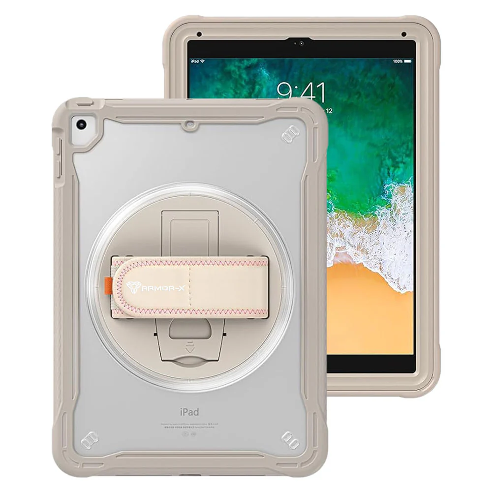 HLN-iPad-N2 | iPad 9.7 ( 5th / 6th Gen. ) 2017 / 2018 | 2 Layers Protective Rugged Case with Hand Strap and Kick-stand - Image 13