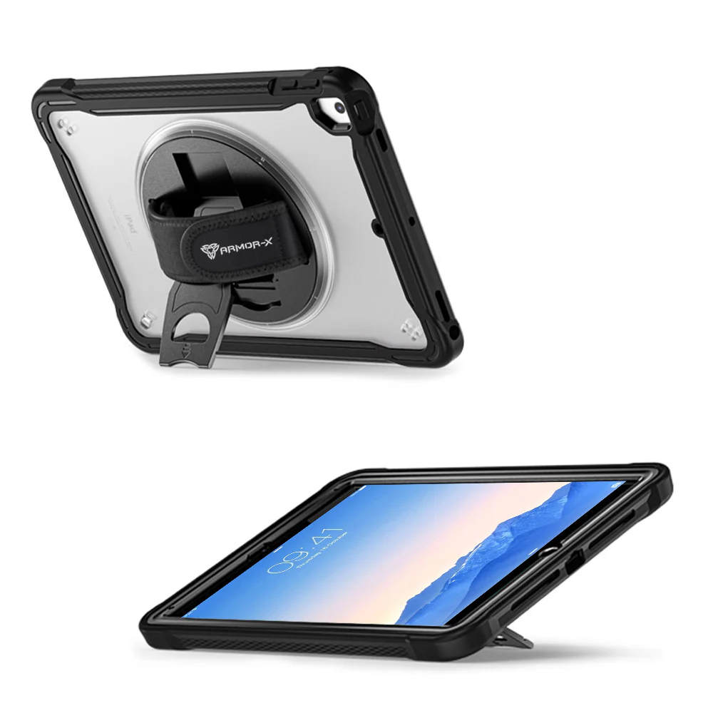 HLN-iPad-N2 | iPad Air 2 | 2 Layers Protective Rugged Case with Hand Strap and Kick-stand - Image 9