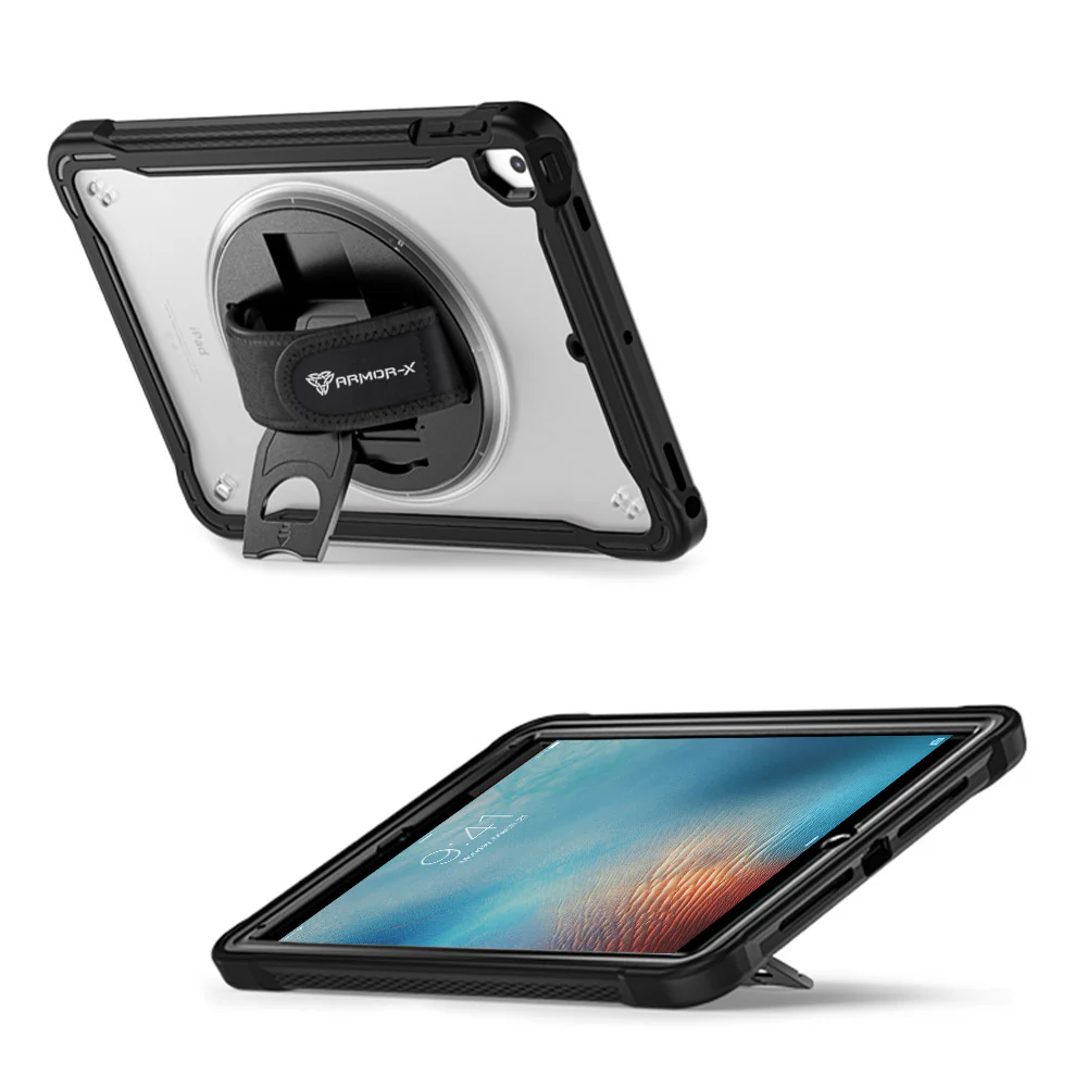 HLN-iPad-N2 | iPad Pro 9.7 2016 | 2 Layers Protective Rugged Case with Hand Strap and Kick-stand - Image 9