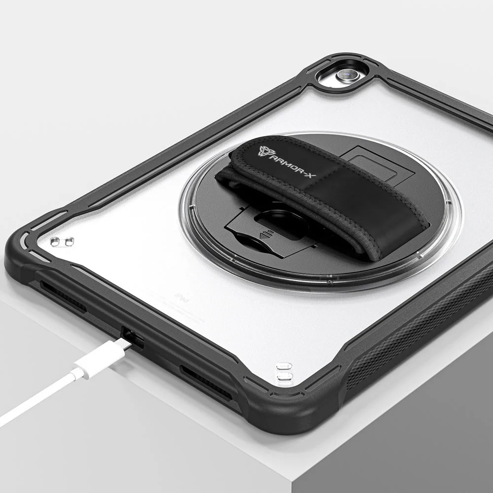 HLN-iPad-N5 | iPad 10.9 (10th Gen.) | 2 Layers Protective Rugged Case with Hand Strap and Kick-stand - Image 10