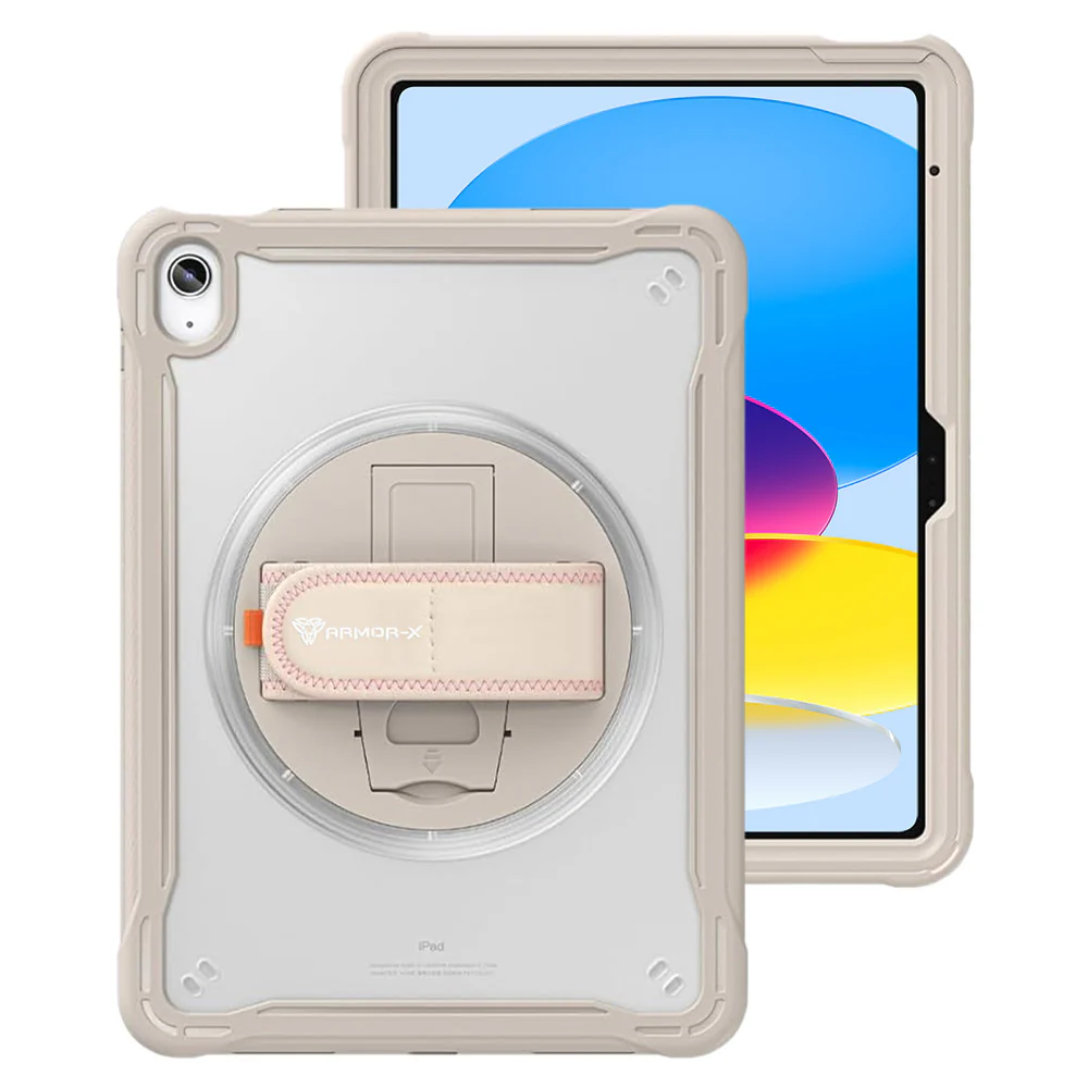 HLN-iPad-N5 | iPad 10.9 (10th Gen.) | 2 Layers Protective Rugged Case with Hand Strap and Kick-stand - Image 13