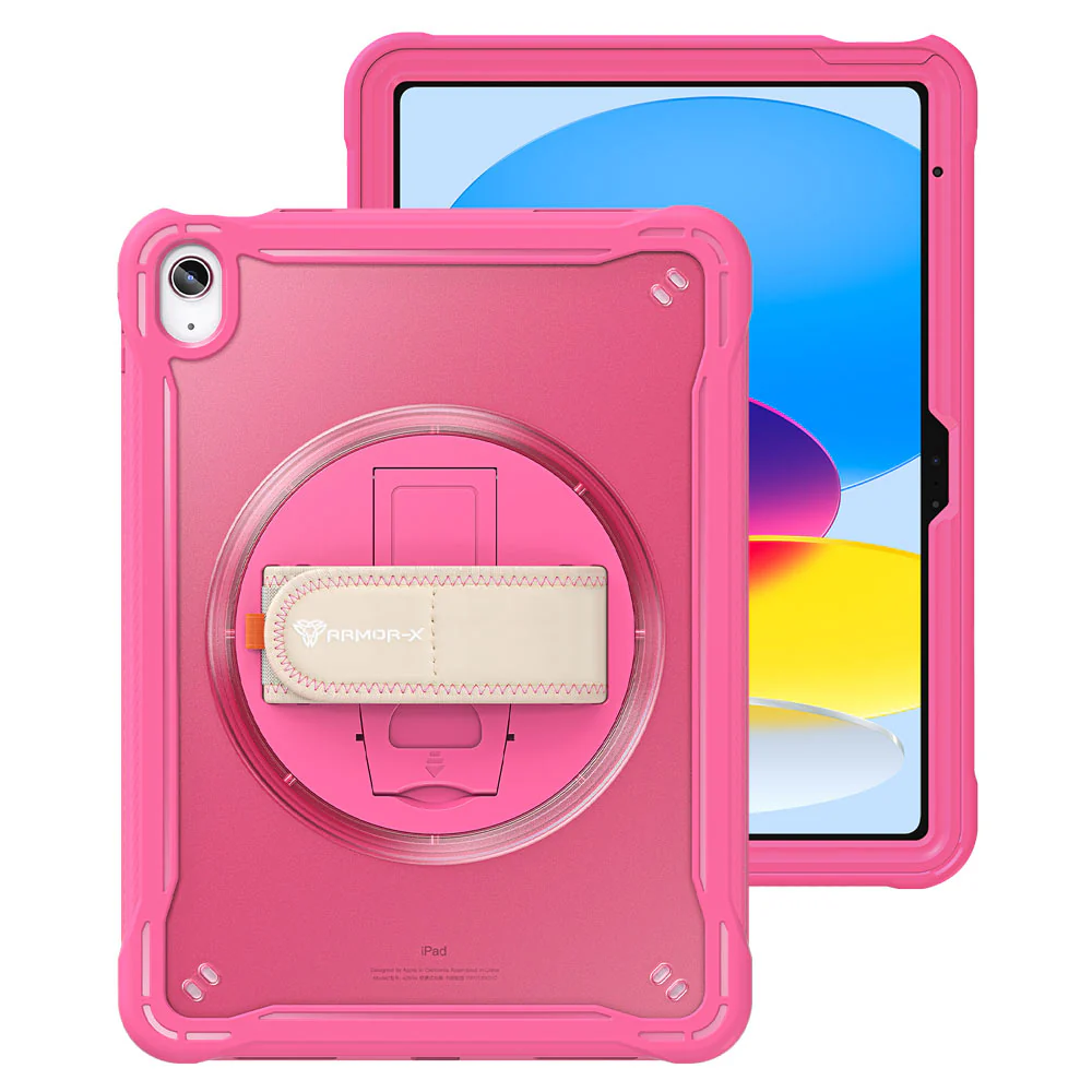 HLN-iPad-N5 | iPad 10.9 (10th Gen.) | 2 Layers Protective Rugged Case with Hand Strap and Kick-stand - Image 14