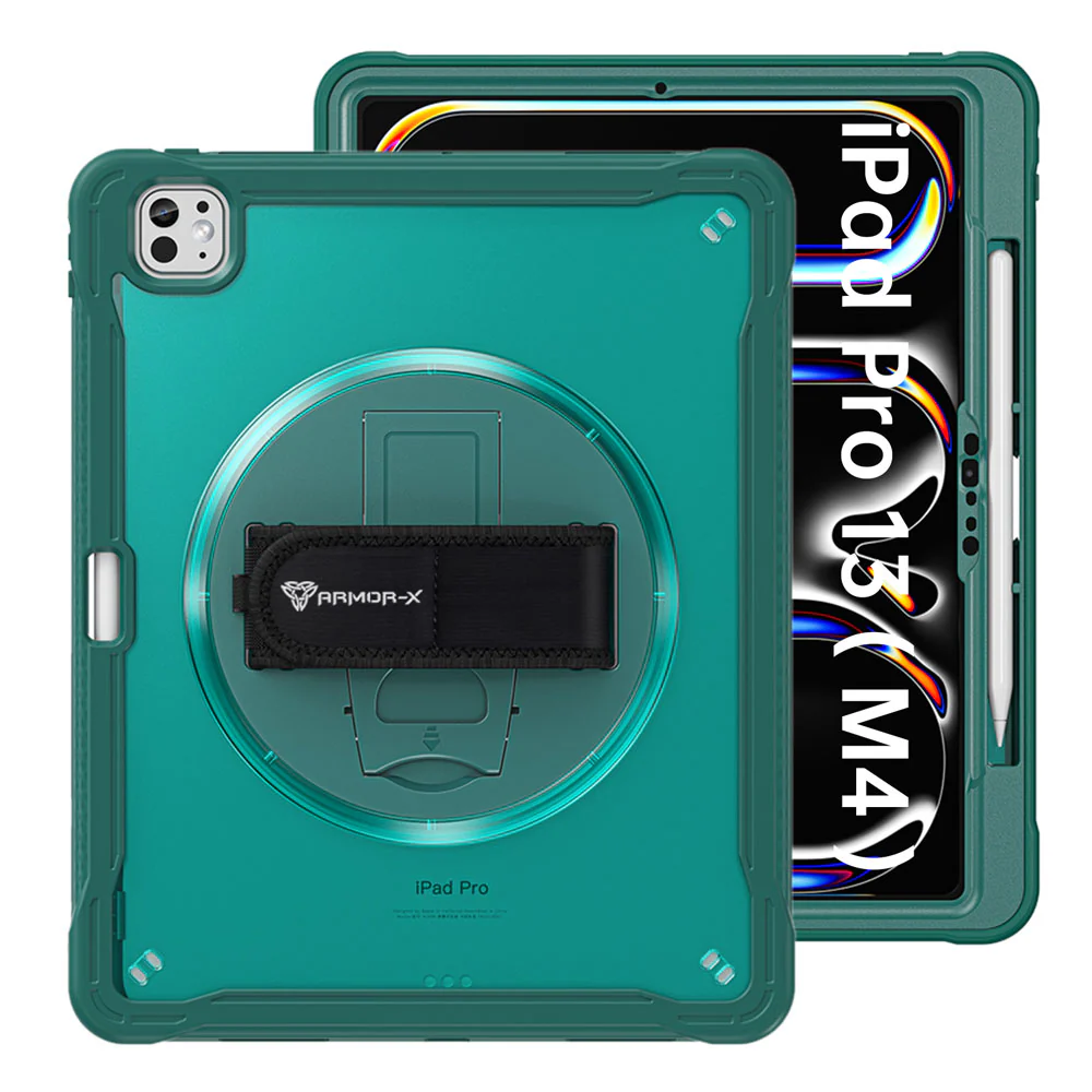 HLN-iPad-PR10 | iPad Pro 13 (M4) / (M5) | 2 Layers Protective Rugged Case with Hand Strap and Kick-stand - Image 13