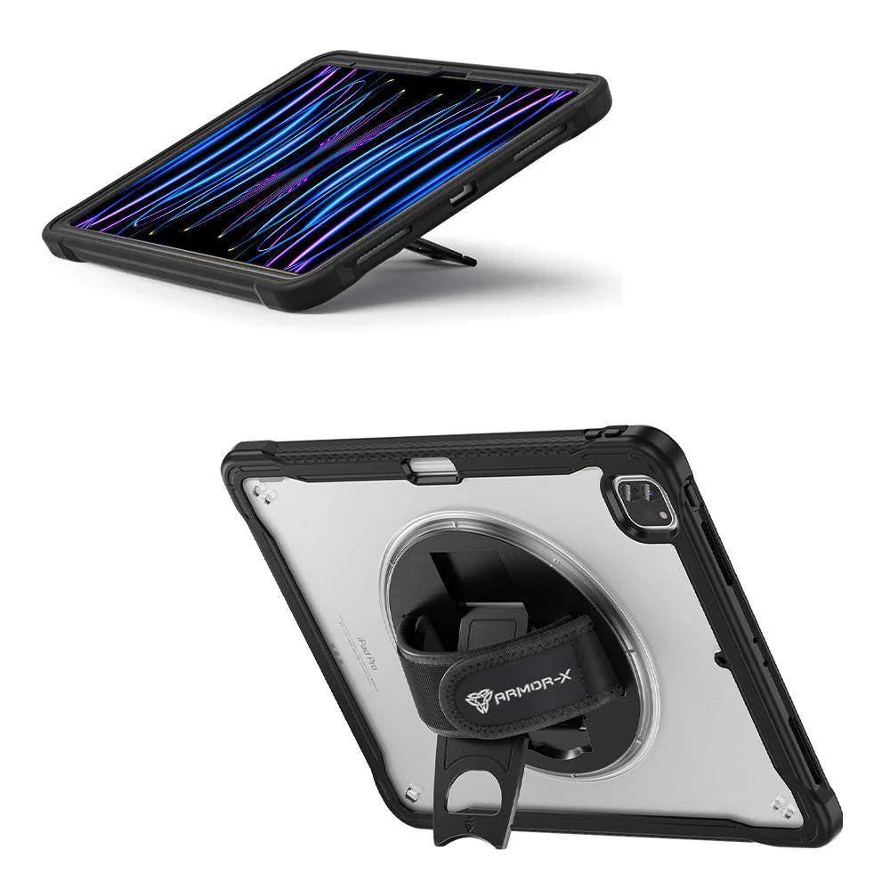 HLN-iPad-PR10 | iPad Pro 13 (M4) / (M5) | 2 Layers Protective Rugged Case with Hand Strap and Kick-stand - Image 9