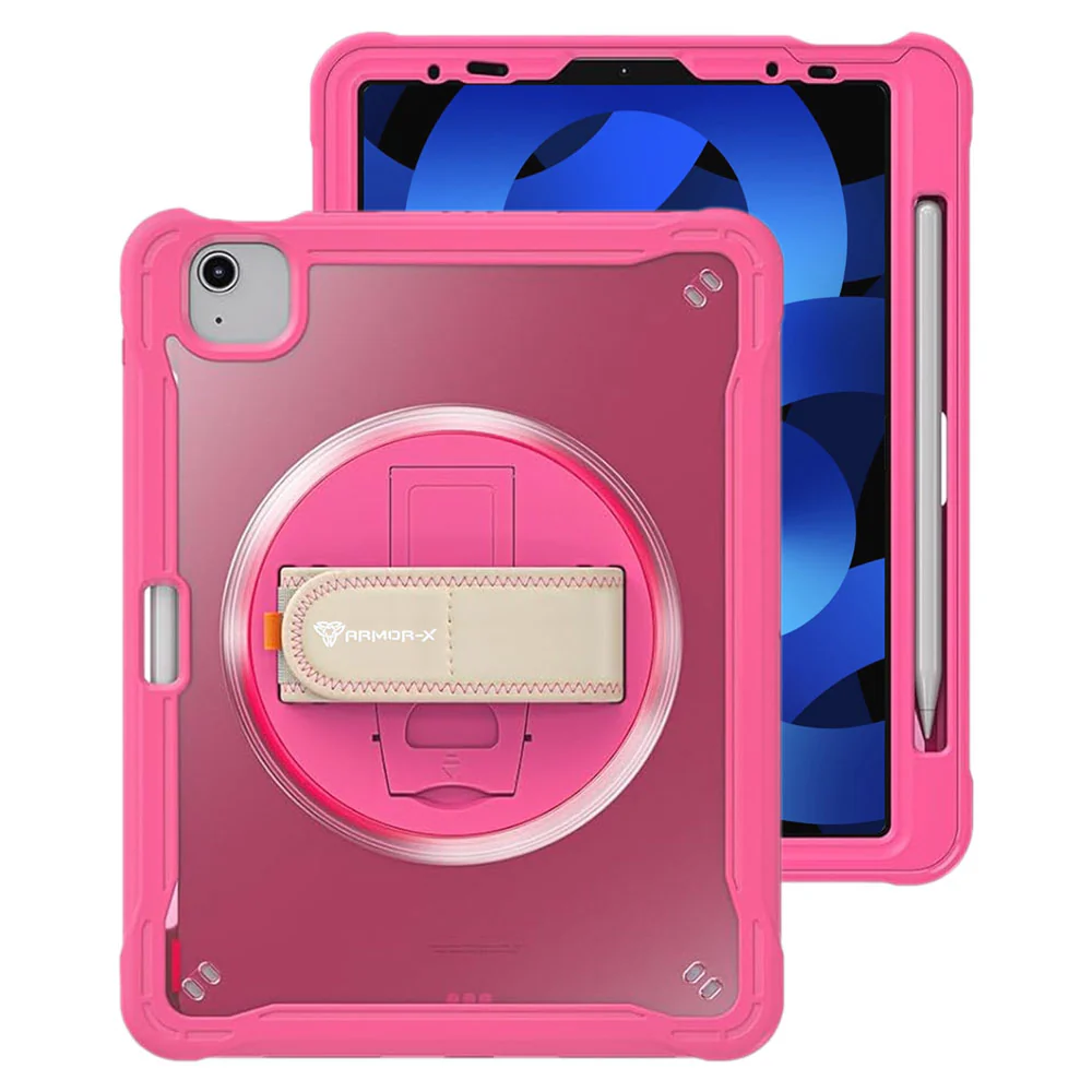HLN-iPad-PR6 | iPad Air 4 2020 / iPad Air 5 2022 | 2 Layers Protective Rugged Case with Hand Strap and Kick-stand - Image 15