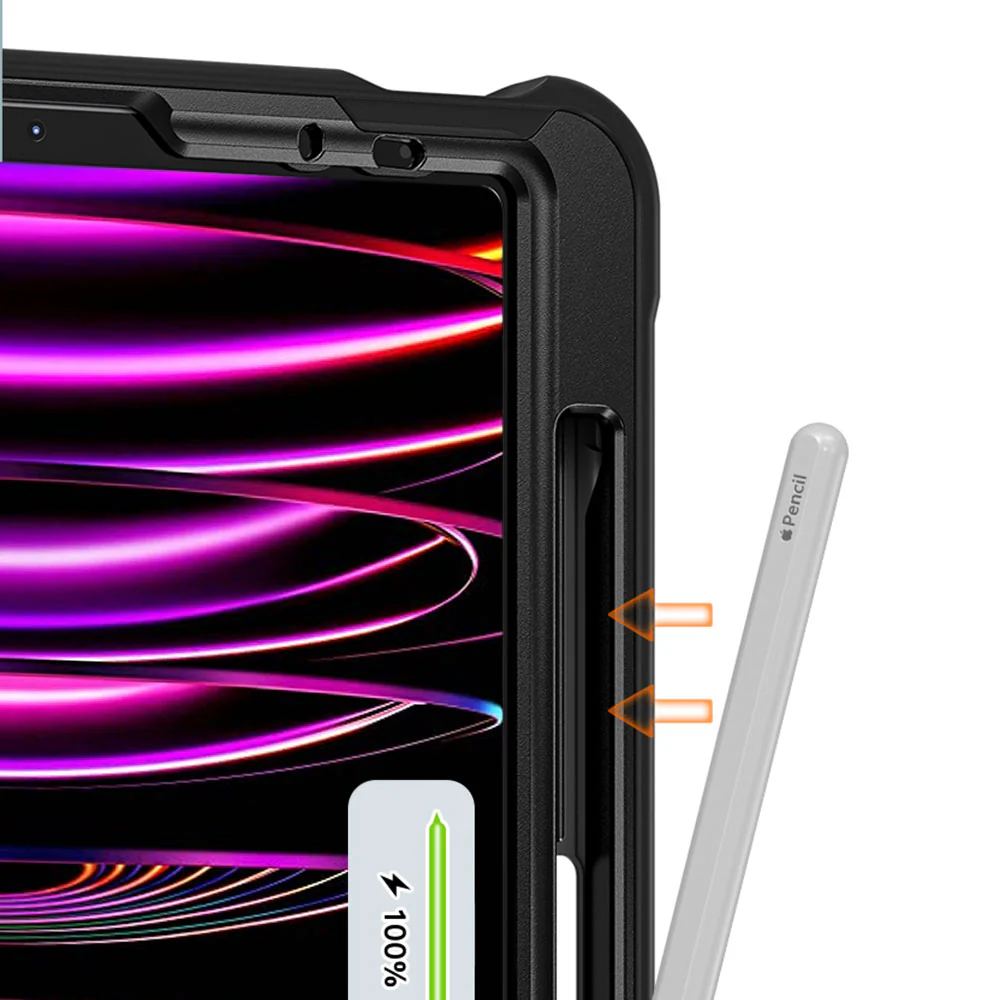 HLN-iPad-PR6 | iPad Pro 11 ( 1st / 2nd / 3rd / 4th Gen. ) 2018 / 2020 / 2021 / 2022 | 2 Layers Protective Rugged Case with Hand Strap and Kick-stand - Image 10