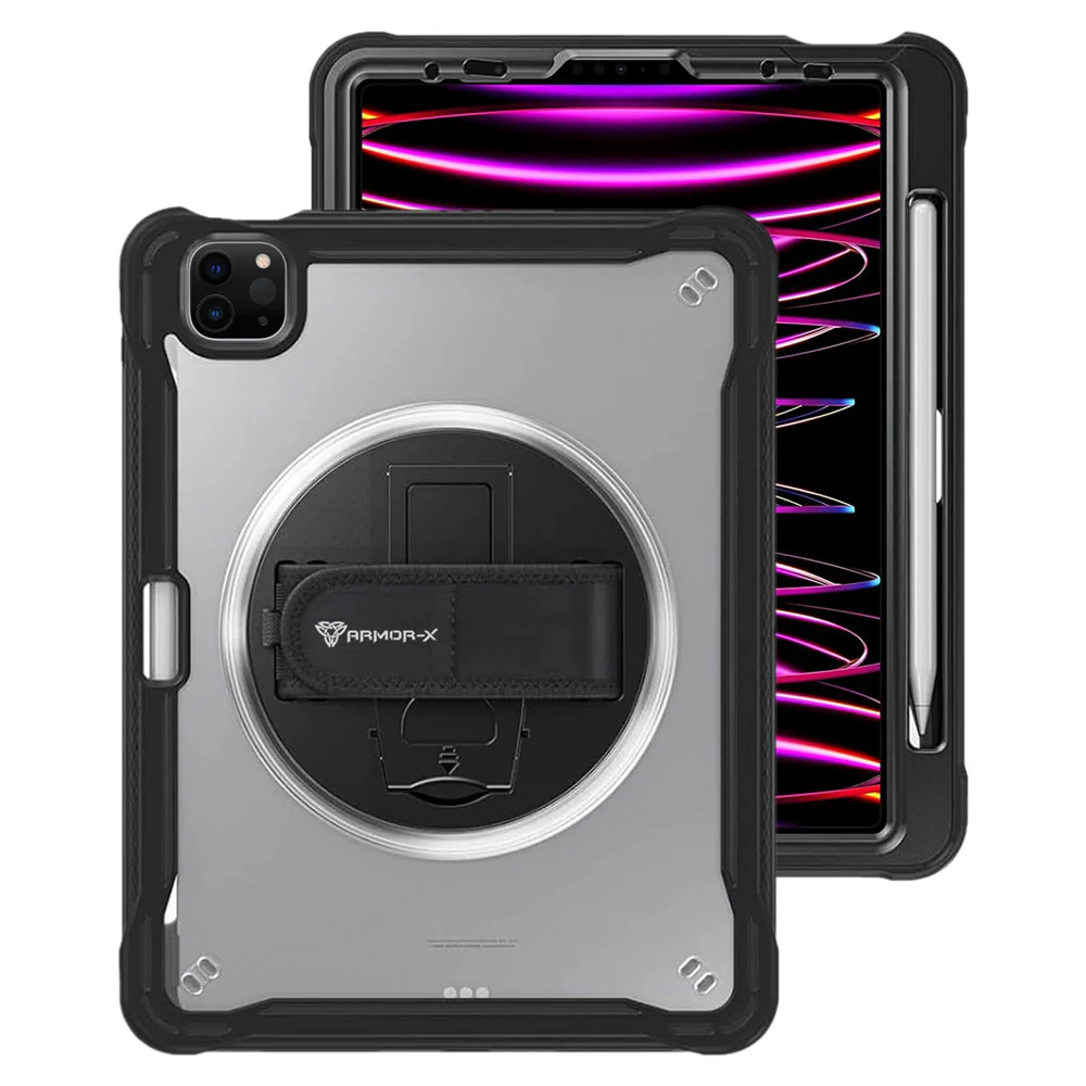 HLN-iPad-PR6 | iPad Pro 11 ( 1st / 2nd / 3rd / 4th Gen. ) 2018 / 2020 / 2021 / 2022 | 2 Layers Protective Rugged Case with Hand Strap and Kick-stand - Image 12