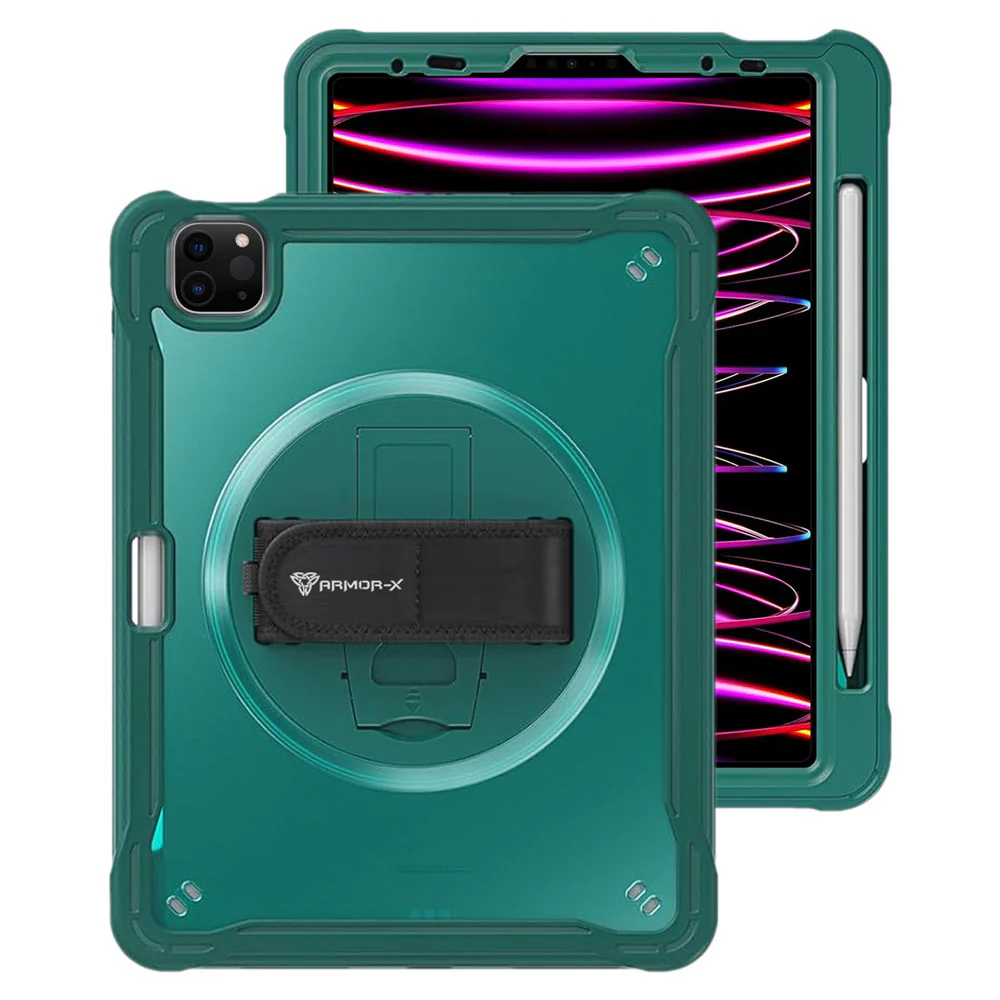 HLN-iPad-PR6 | iPad Pro 11 ( 1st / 2nd / 3rd / 4th Gen. ) 2018 / 2020 / 2021 / 2022 | 2 Layers Protective Rugged Case with Hand Strap and Kick-stand - Image 13