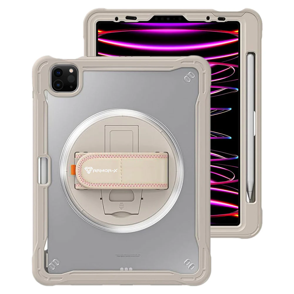 HLN-iPad-PR6 | iPad Pro 11 ( 1st / 2nd / 3rd / 4th Gen. ) 2018 / 2020 / 2021 / 2022 | 2 Layers Protective Rugged Case with Hand Strap and Kick-stand - Image 14