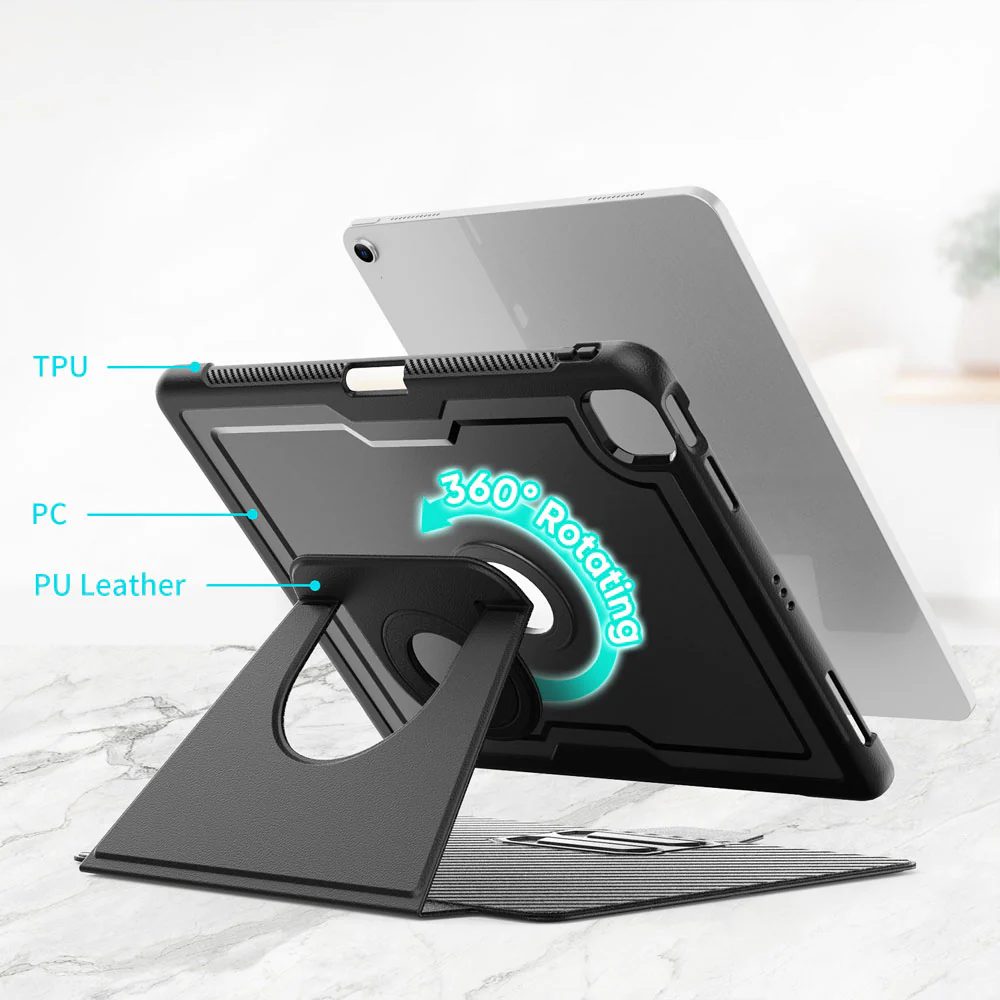 HMC-iPad-A5 | iPad Air 11 (M2) (M3) (M4) / Air 4 2020 / Air 5 2022 / Pro 11 ( 1st / 2nd / 3rd / 4th Gen. ) 2018 / 2020 / 2021 / 2022 | Detachable 360 Degree Rotating Smart Folio Case & PU Leather Cover - Image 7