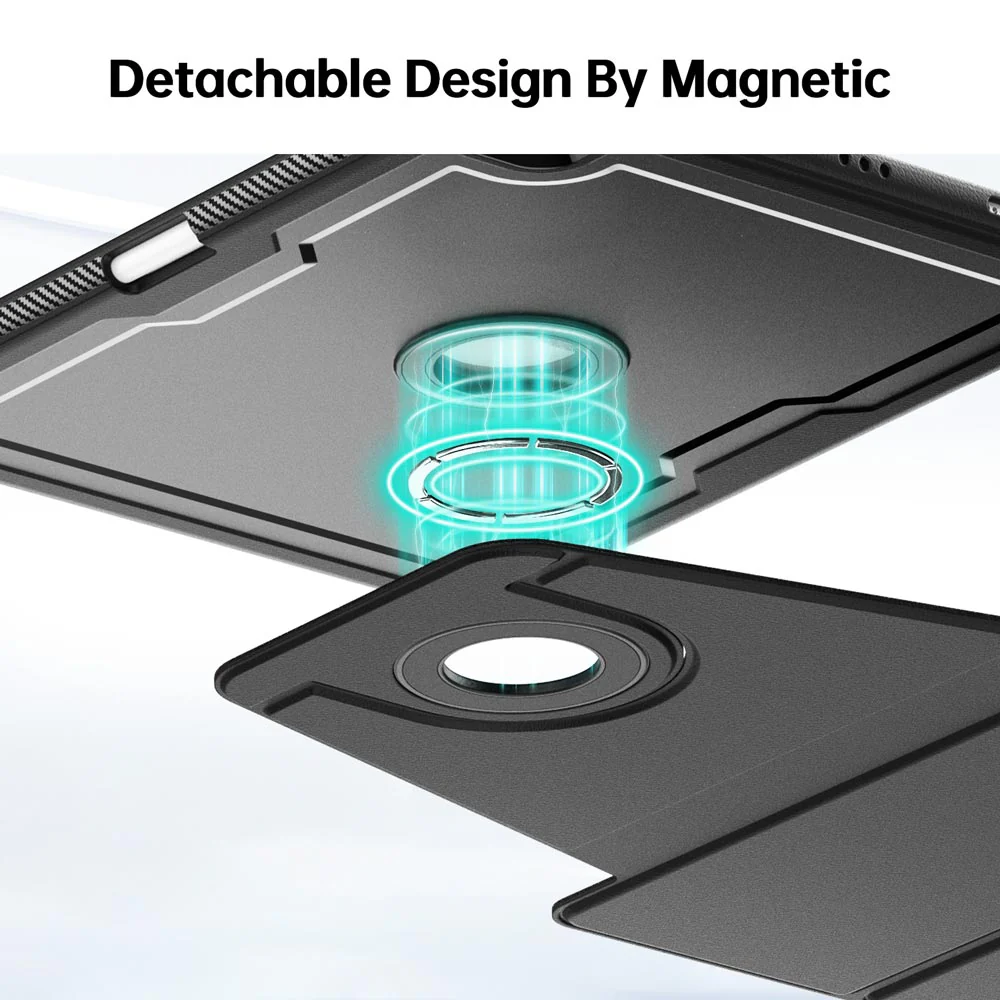 HMC-iPad-A6 | iPad Air 13 (M2) (M3) (M4) / Pro 12.9 ( 3rd / 4th / 5th / 6th Gen. ) 2018 / 2020 / 2021 / 2022 | Detachable 360 Degree Rotating Smart Folio Case & PU Leather Cover - Image 3