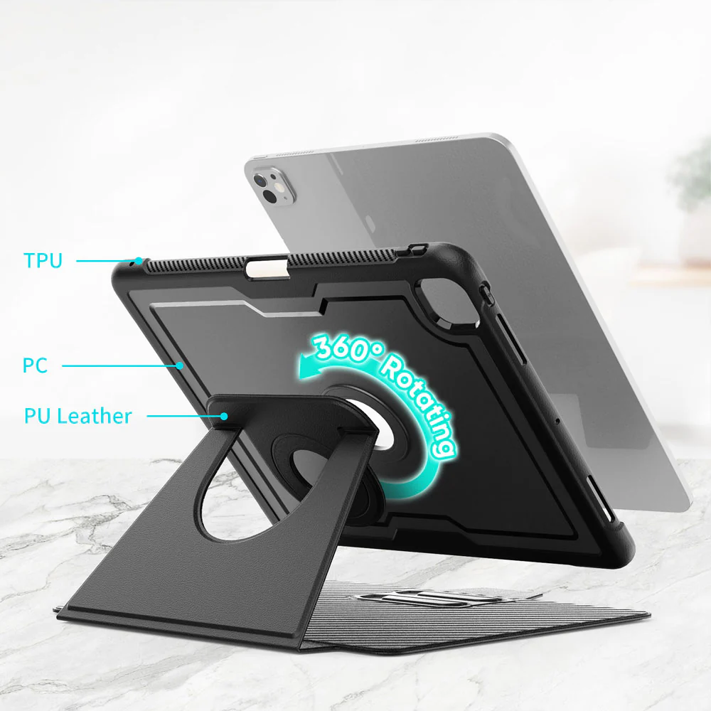HMC-iPad-PR10 | iPad Pro 13 (M4) / (M5) | Detachable 360 Degree Rotating Smart Folio Case & PU Leather Cover - Image 6
