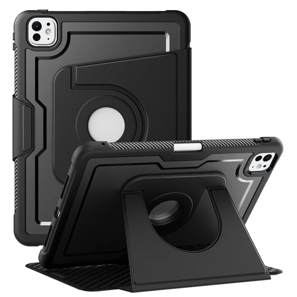 HMC-iPad-PR11 | iPad Pro 11 (M4) / (M5) | Detachable 360 Degree Rotating Smart Folio Case & PU Leather Cover