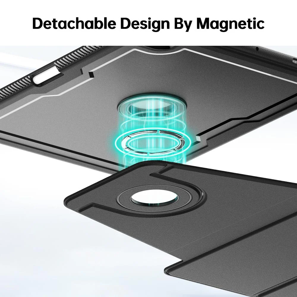 HMC-iPad-PR11 | iPad Pro 11 (M4) / (M5) | Detachable 360 Degree Rotating Smart Folio Case & PU Leather Cover - Image 2
