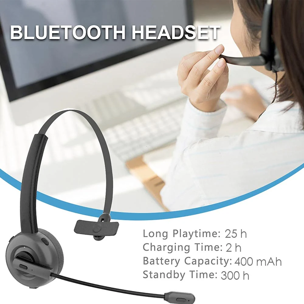 HPH-BS01B | Bluetooth 5.0 Noise Reduction Headset with Charging Base - Image 5