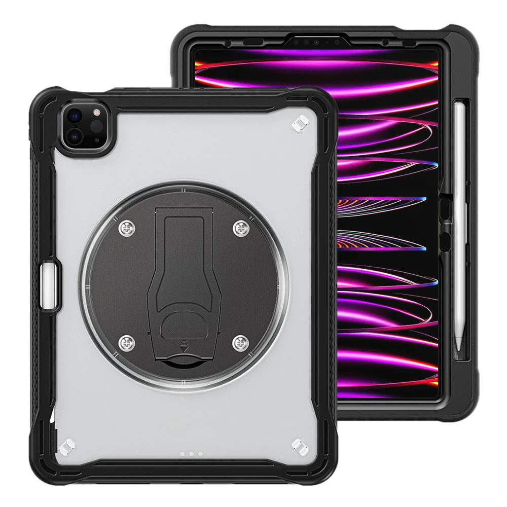 HVN-iPad-A5 | iPad Pro 11 (1st / 2nd / 3rd / 4th Gen. ) 2018 / 2020 / 2021 / 2022 | 2 Layers Protective Rugged Case with VESA 75x75mm Mounting Holes & Kick-stand