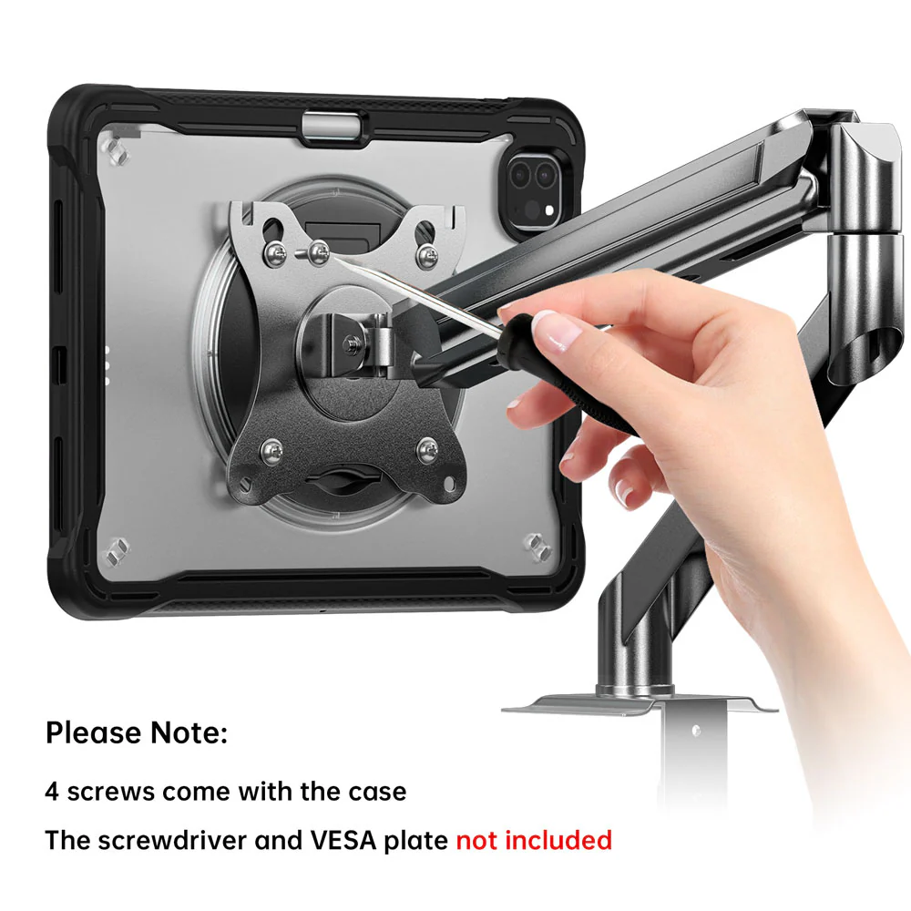 HVN-iPad-A5 | iPad Pro 11 (1st / 2nd / 3rd / 4th Gen. ) 2018 / 2020 / 2021 / 2022 | 2 Layers Protective Rugged Case with VESA 75x75mm Mounting Holes & Kick-stand - Image 2