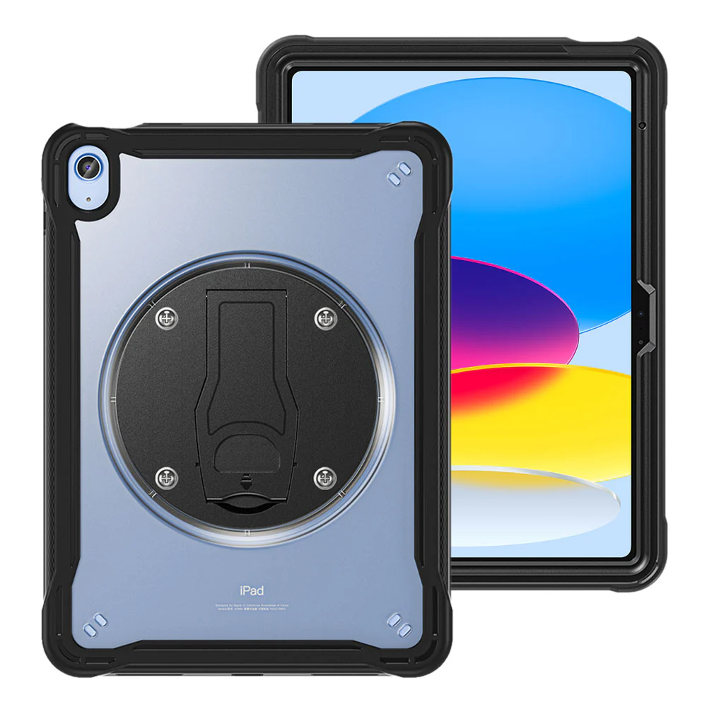 HVN-iPad-N5 | iPad 10.9 (10th Gen.) | 2 Layers Protective Rugged Case with VESA 75x75mm Mounting Holes & Kick-stand