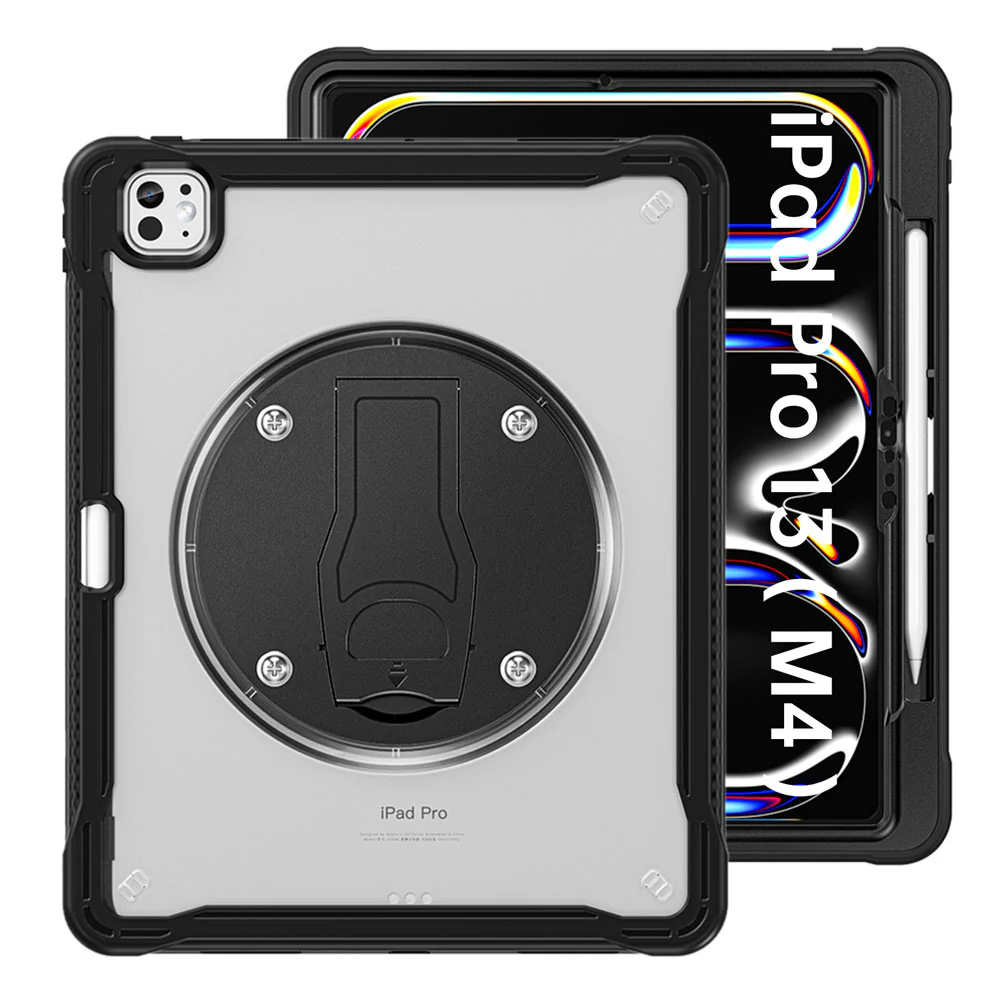 HVN-iPad-PR10 | iPad Pro 13 (M4) / (M5) | 2 Layers Protective Rugged Case with VESA 75x75mm Mounting Holes & Kick-stand